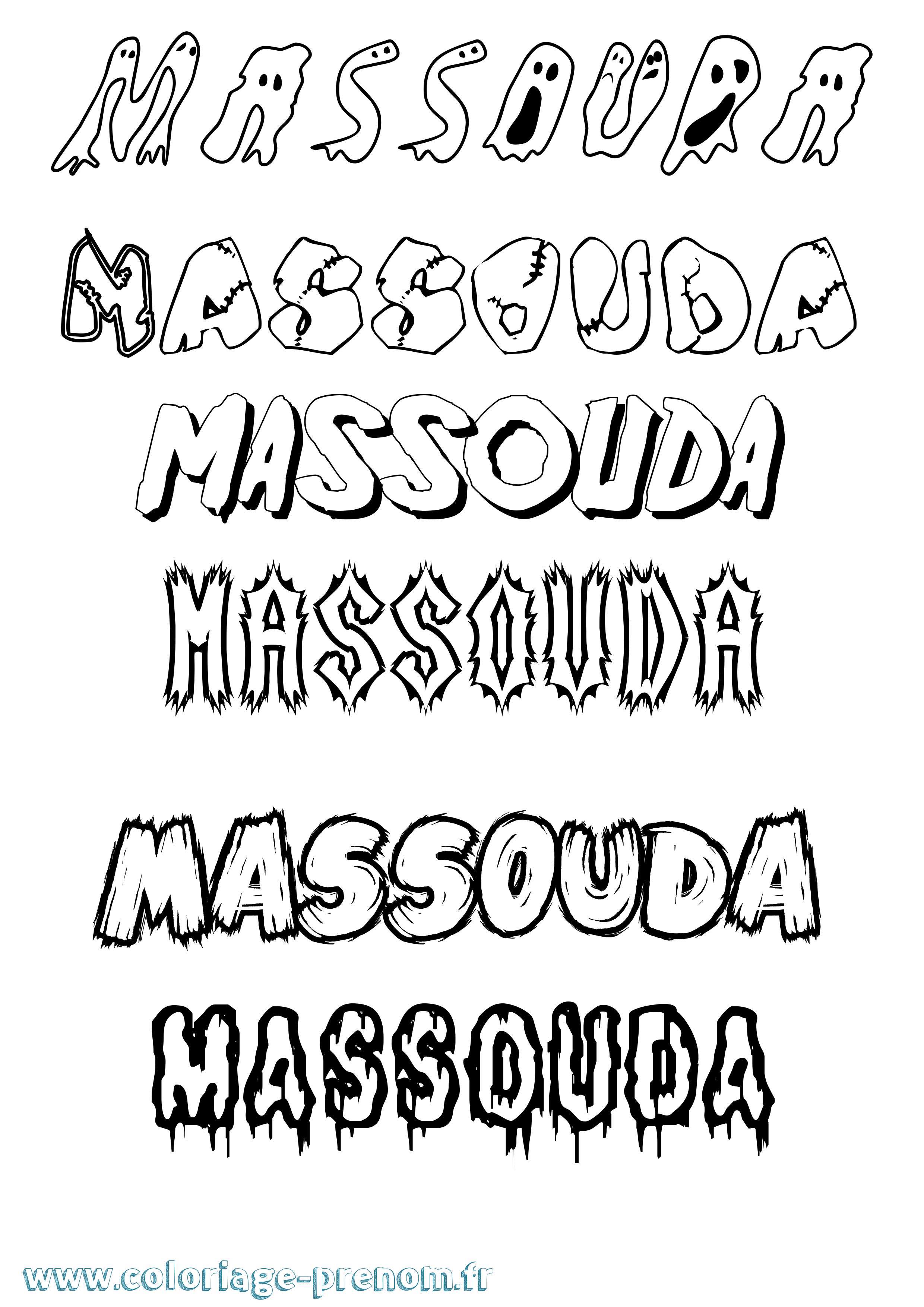 Coloriage prénom Massouda Frisson