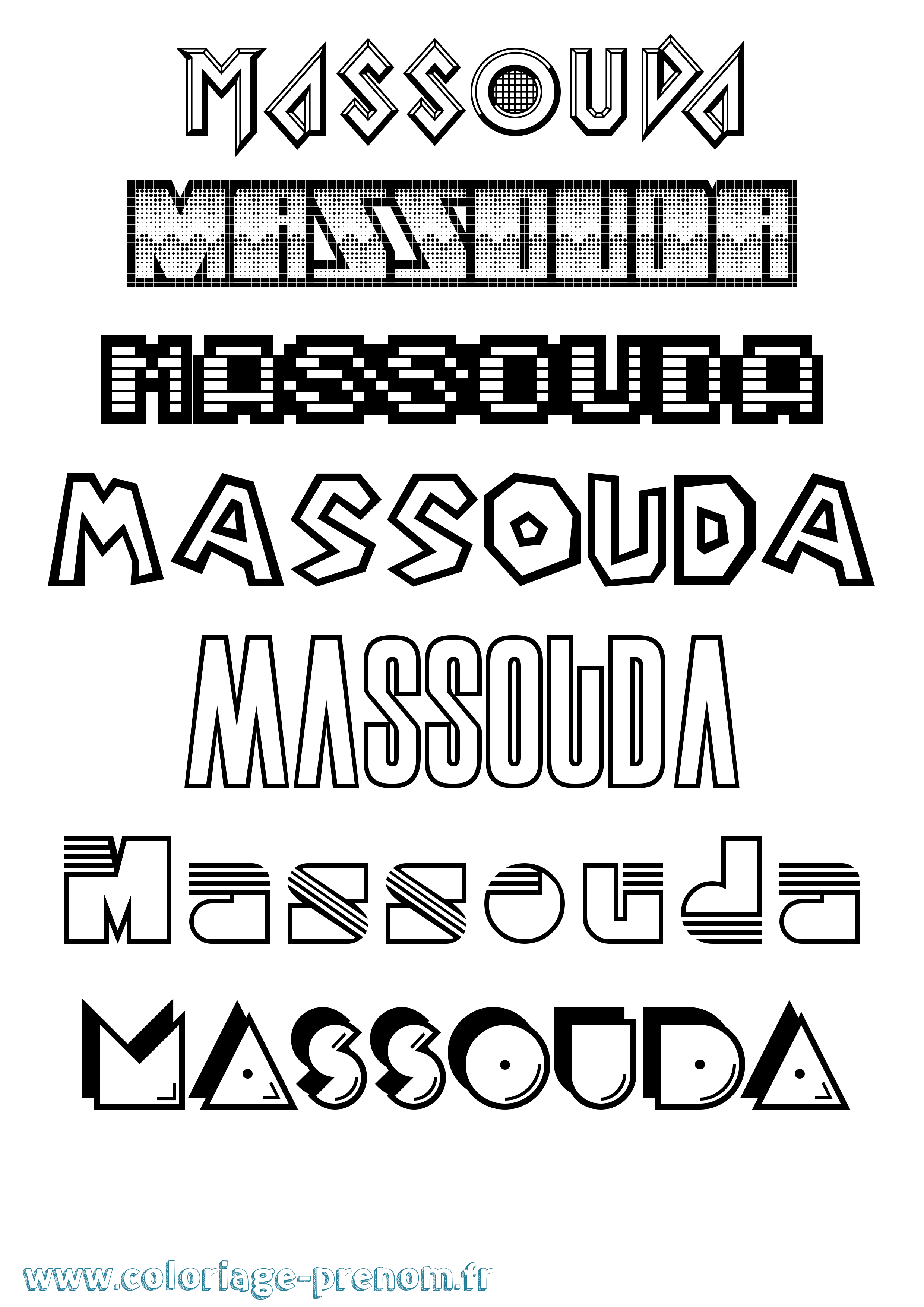 Coloriage prénom Massouda Jeux Vidéos