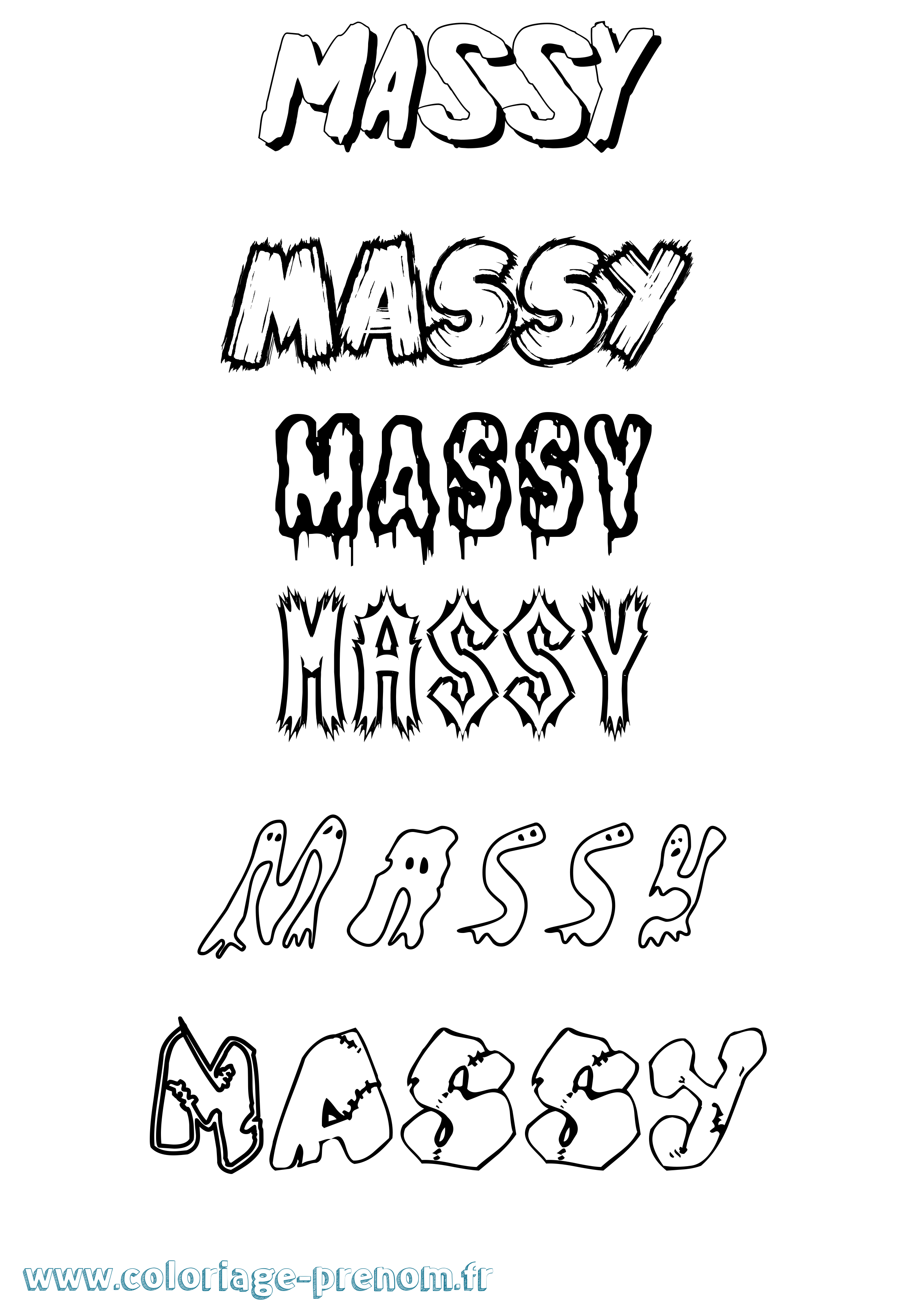 Coloriage prénom Massy Frisson