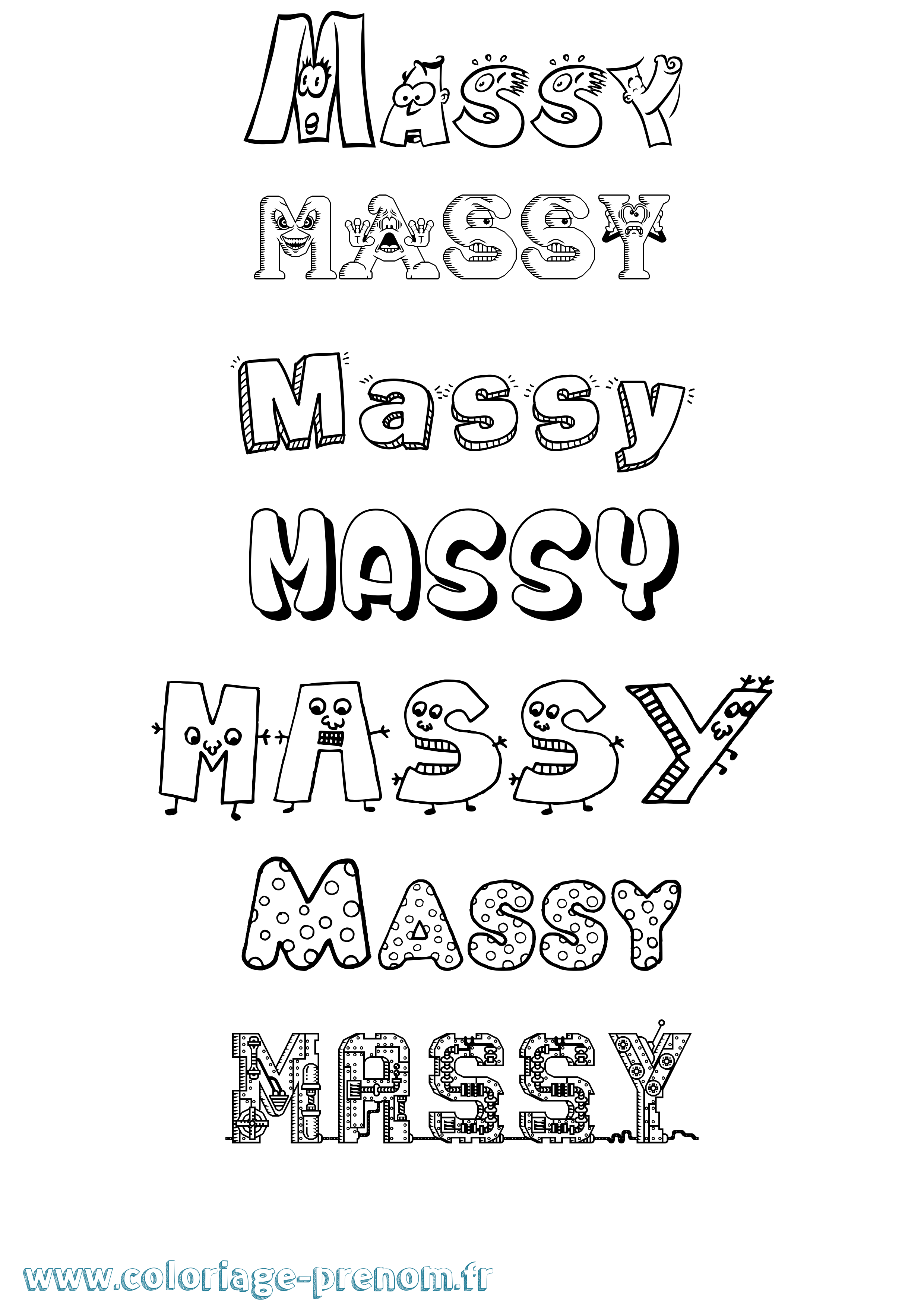 Coloriage prénom Massy Fun