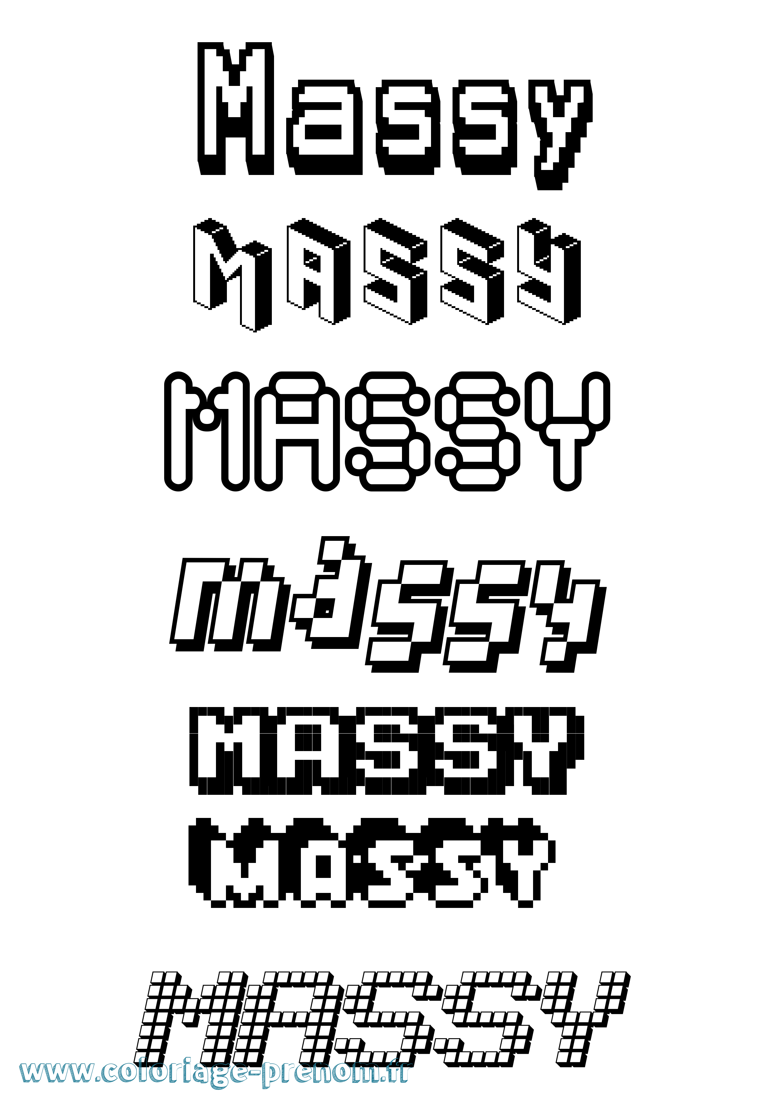 Coloriage prénom Massy Pixel