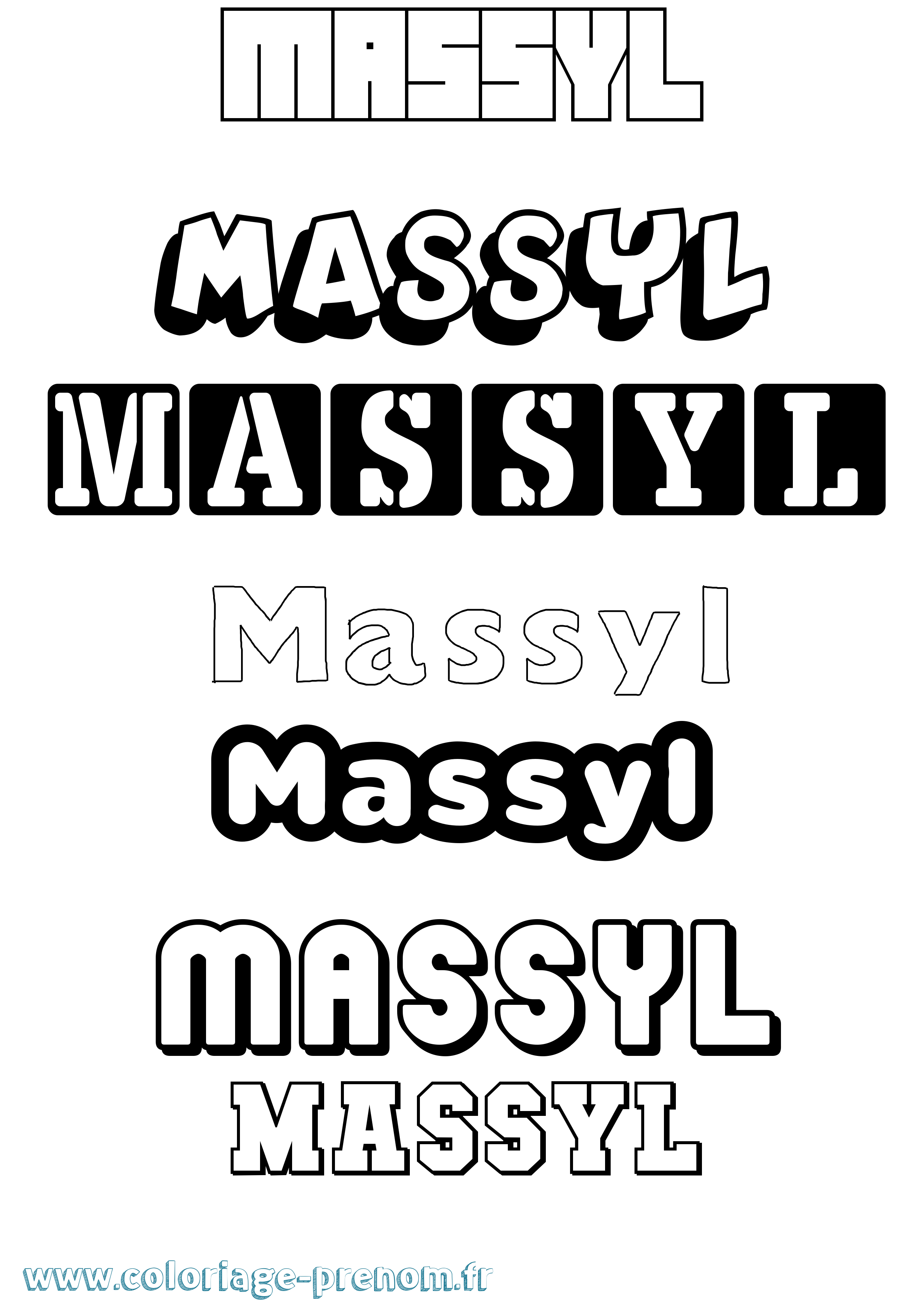 Coloriage prénom Massyl Simple