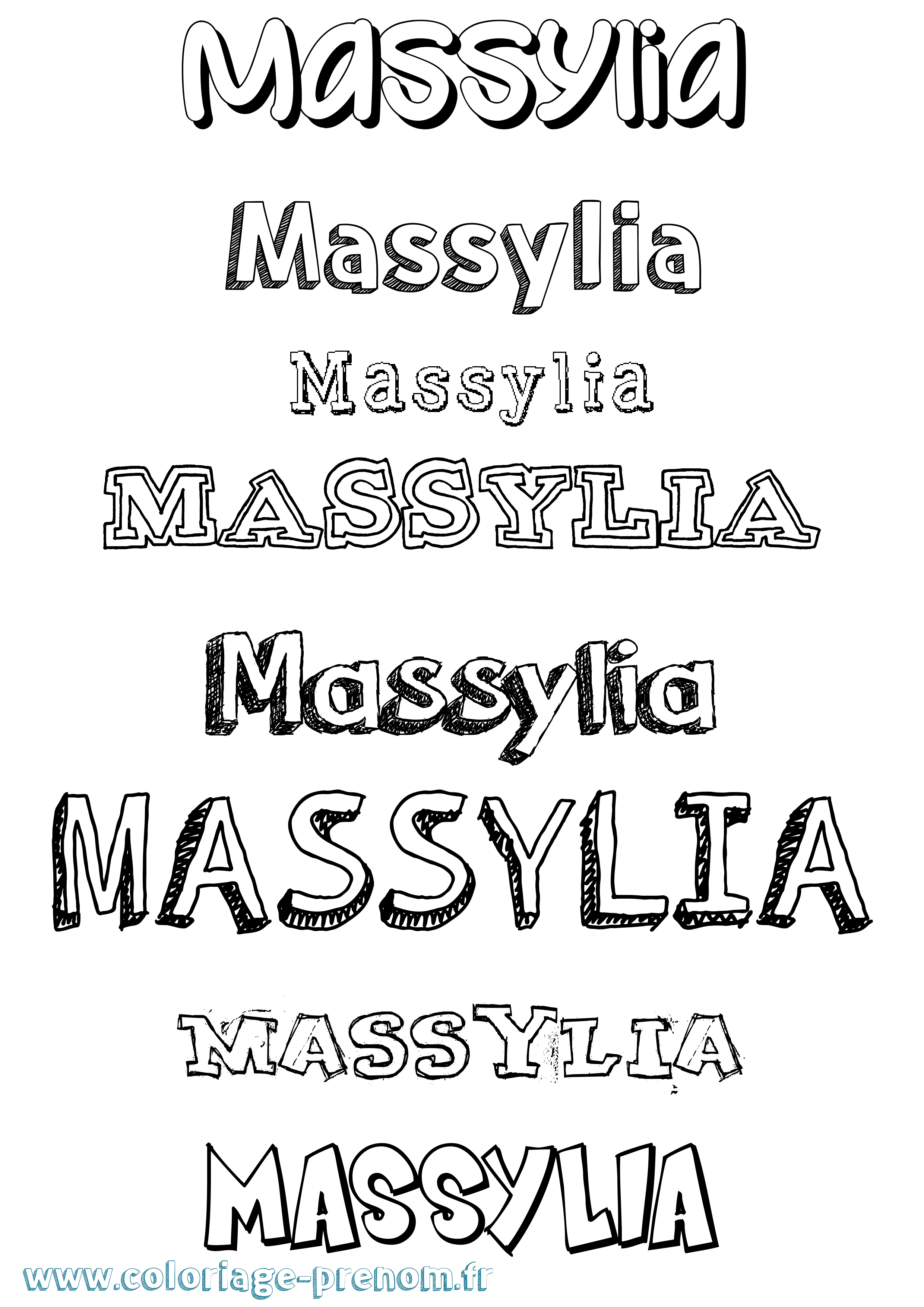 Coloriage prénom Massylia Dessiné
