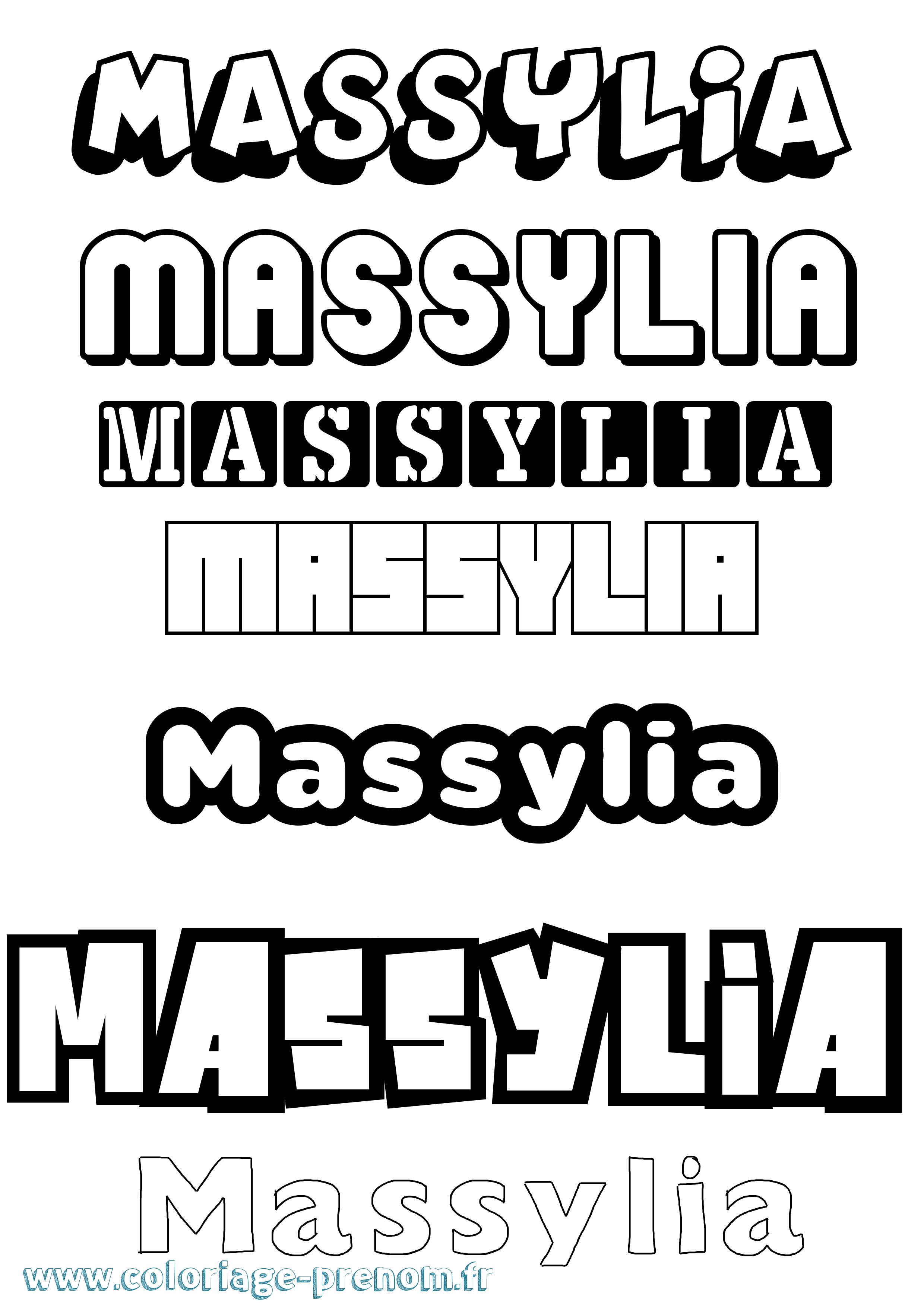 Coloriage prénom Massylia Simple