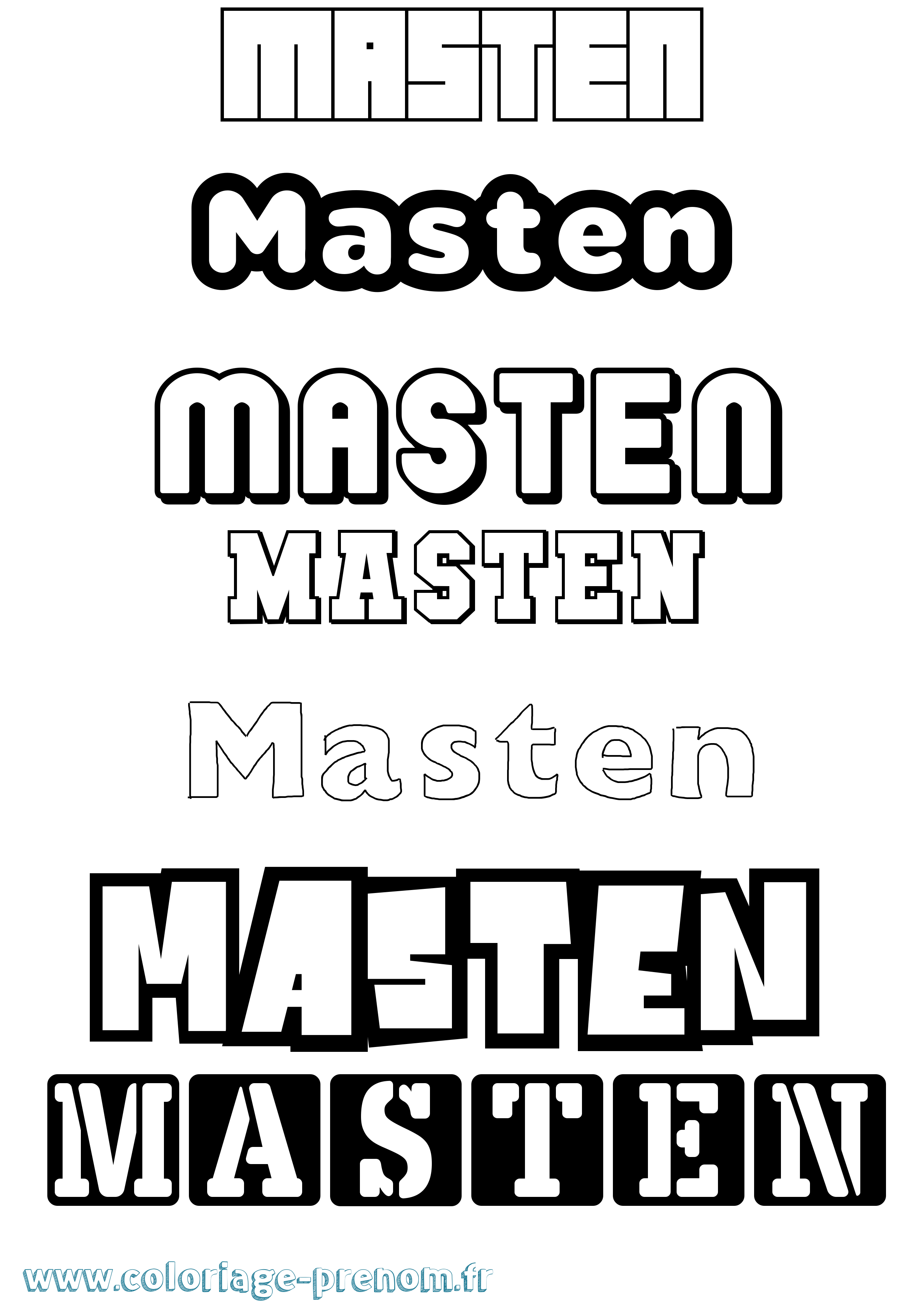 Coloriage prénom Masten Simple