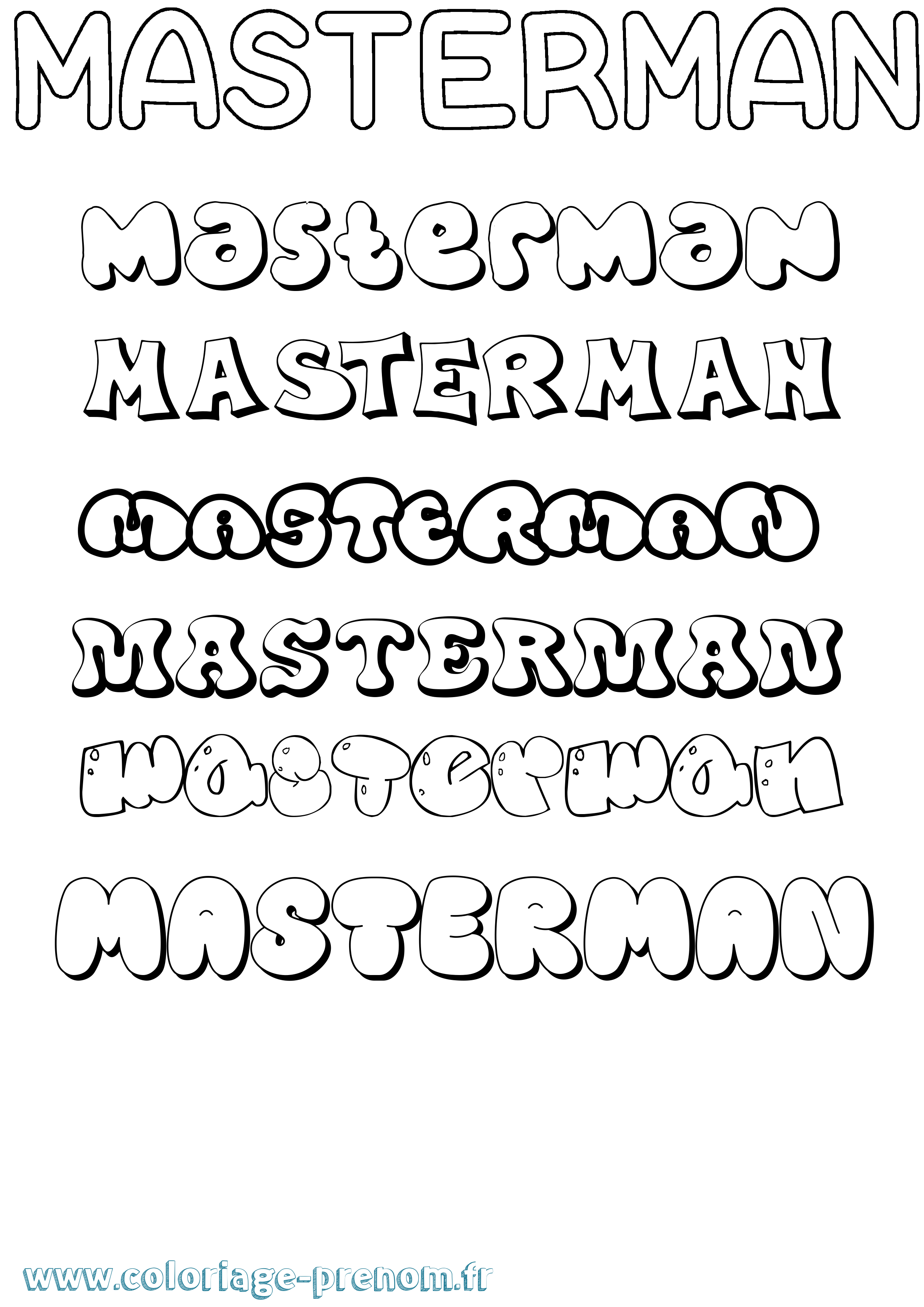 Coloriage prénom Masterman Bubble