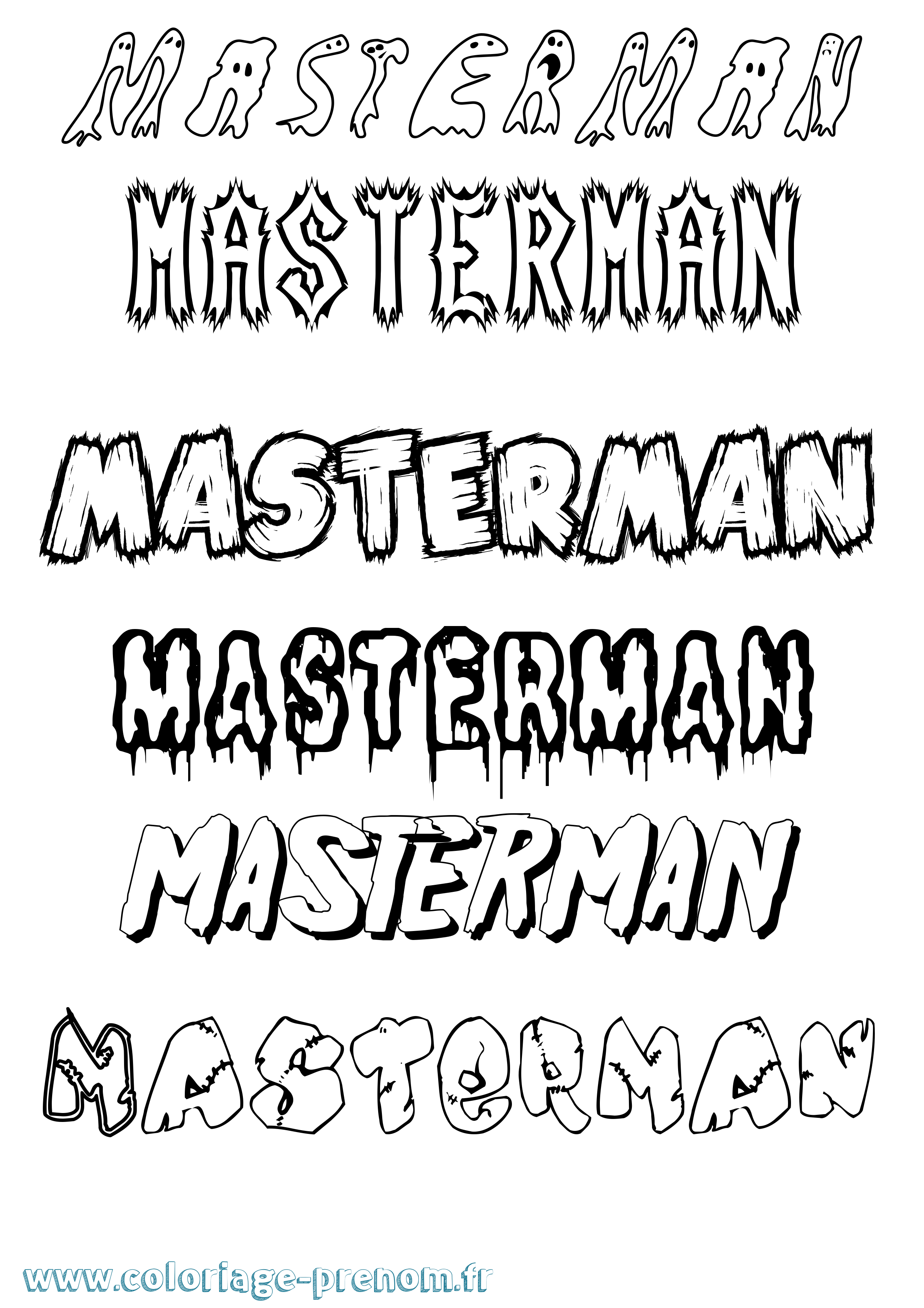 Coloriage prénom Masterman Frisson