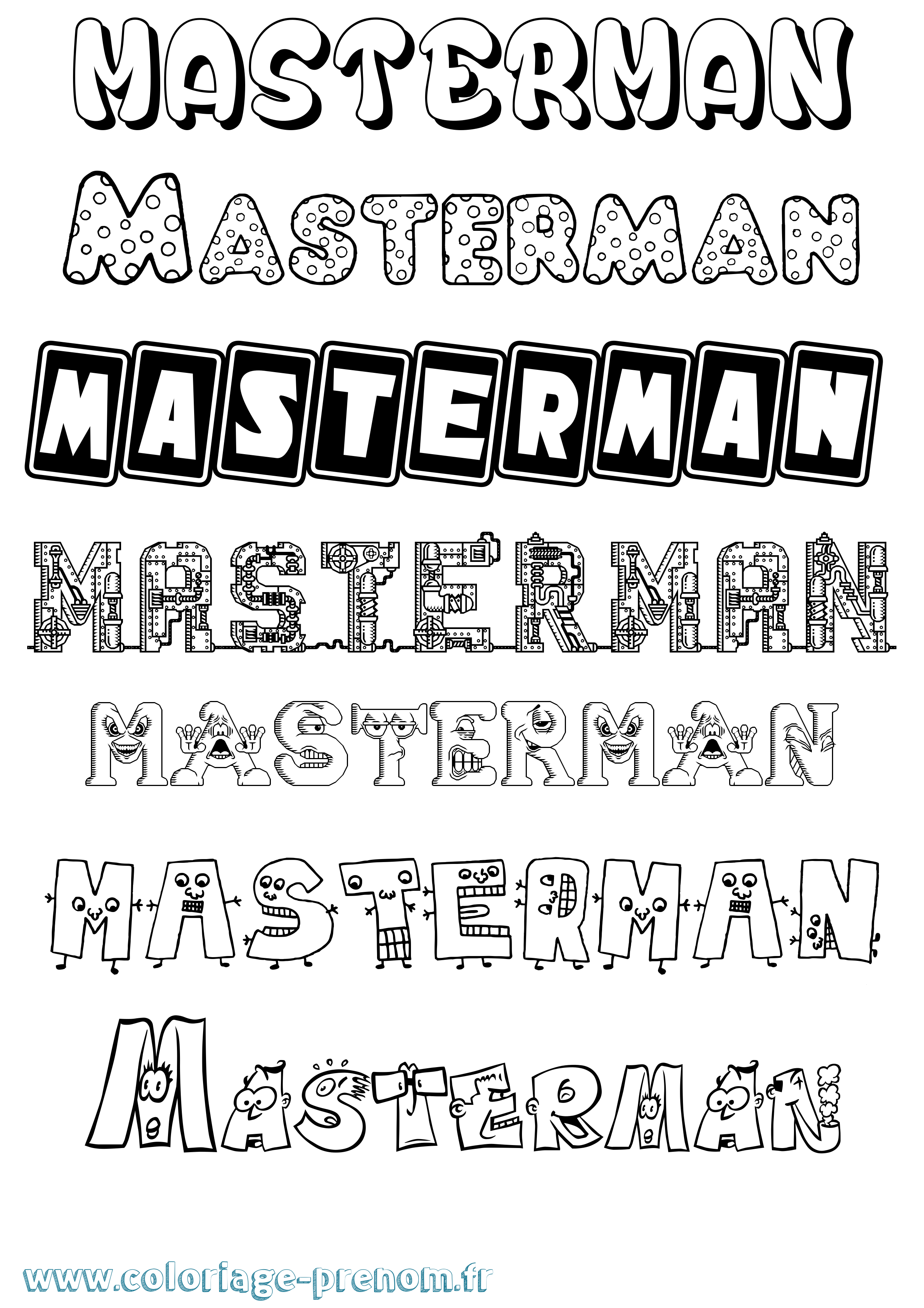 Coloriage prénom Masterman Fun