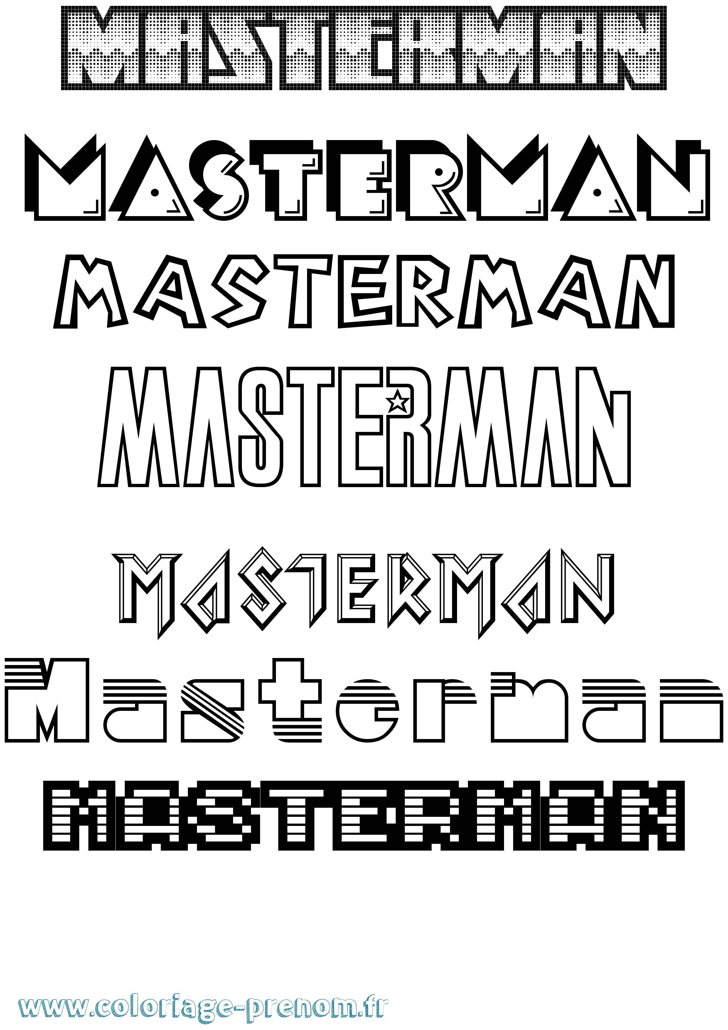 Coloriage prénom Masterman Jeux Vidéos