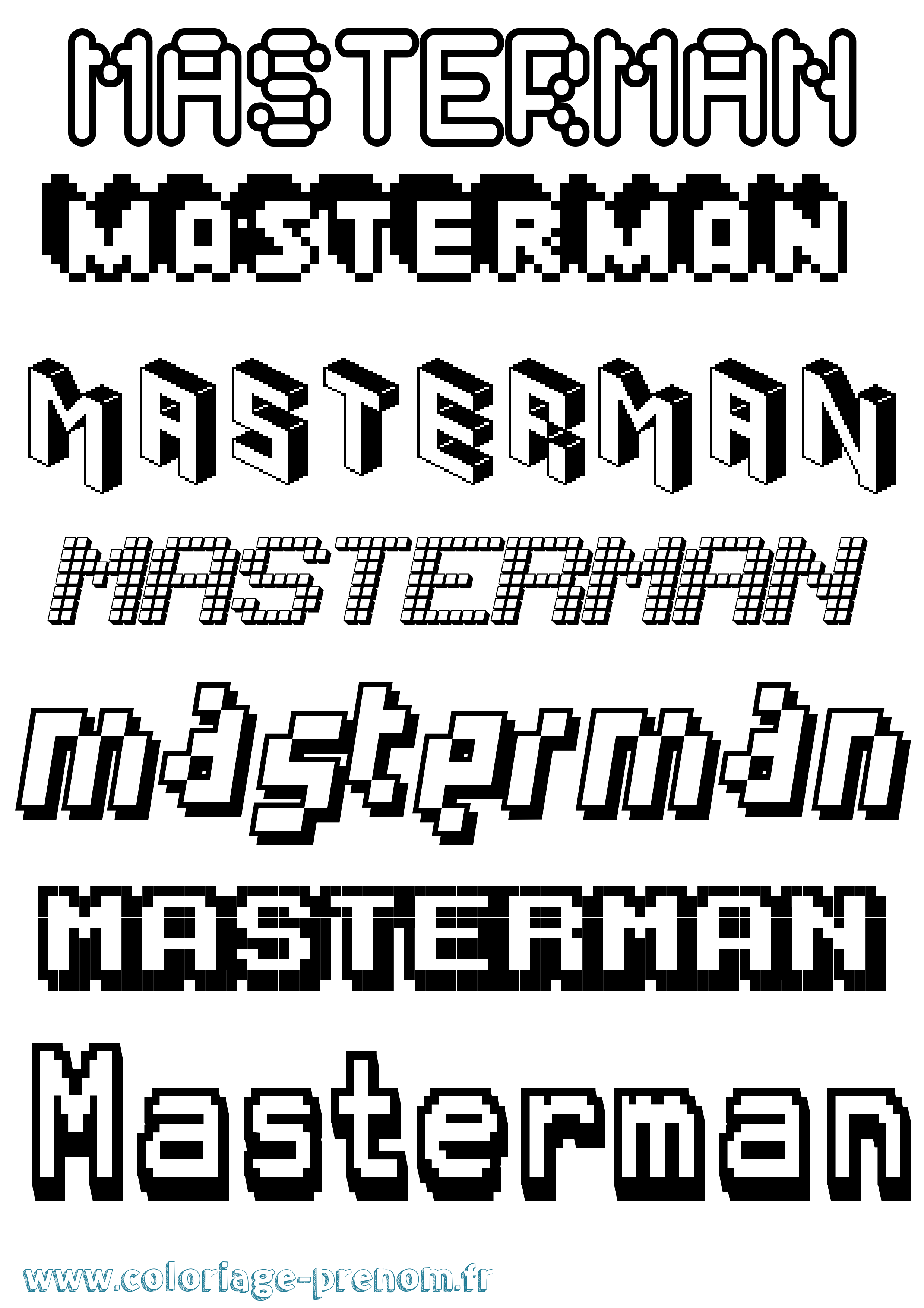 Coloriage prénom Masterman Pixel