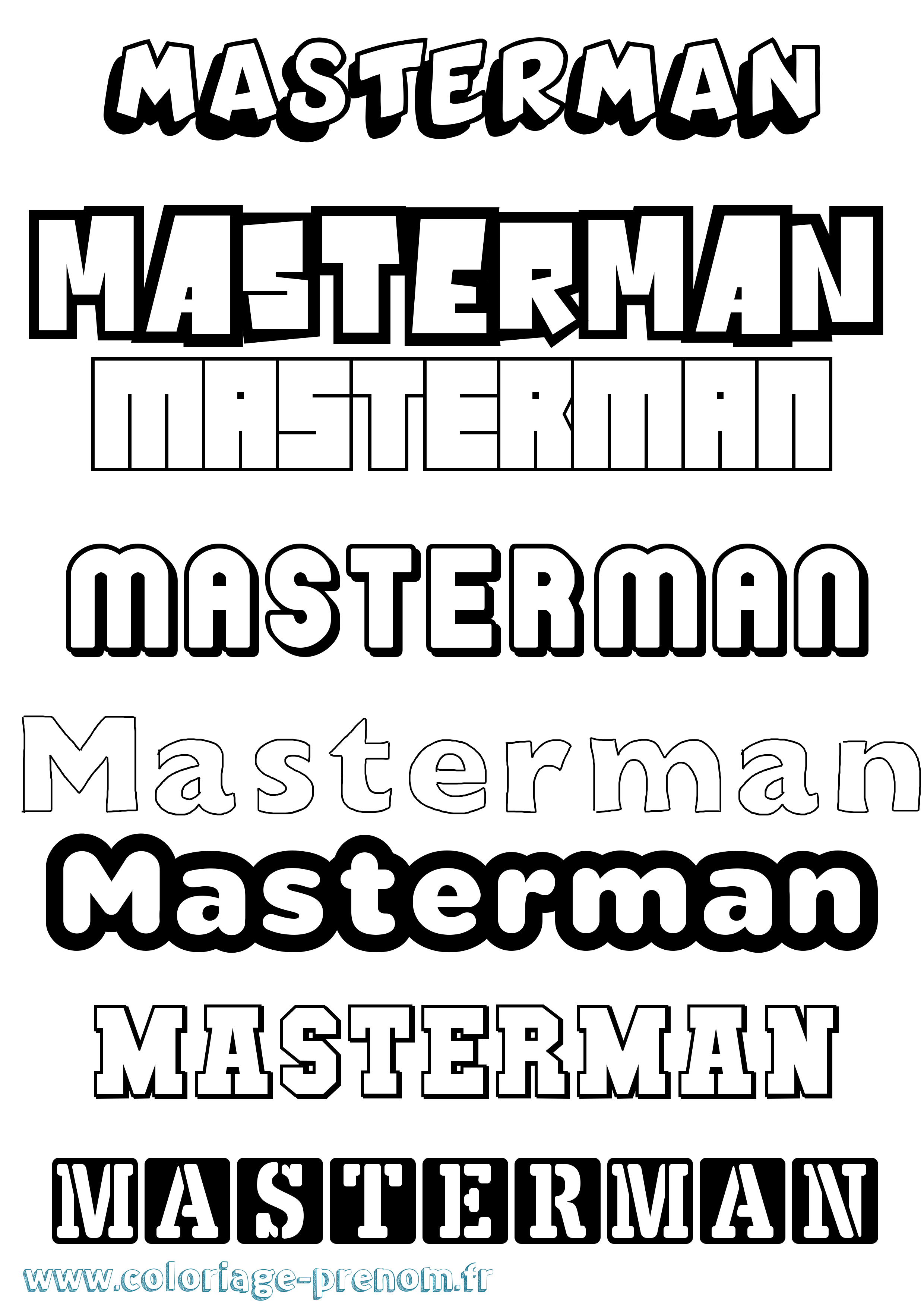 Coloriage prénom Masterman Simple