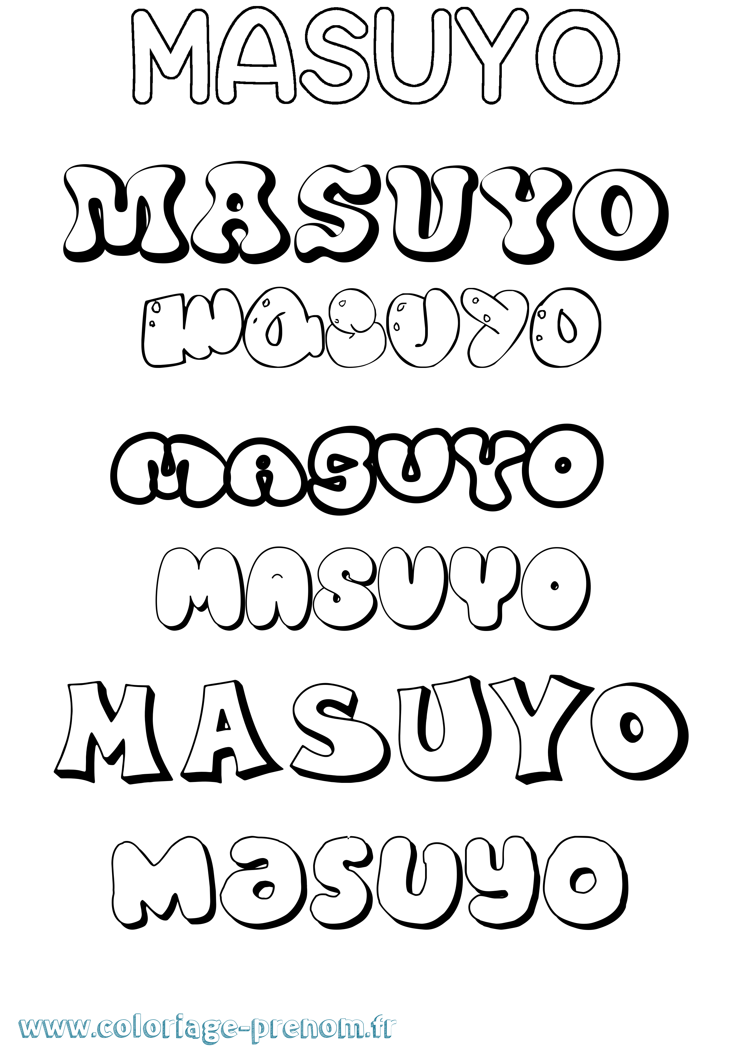 Coloriage prénom Masuyo Bubble
