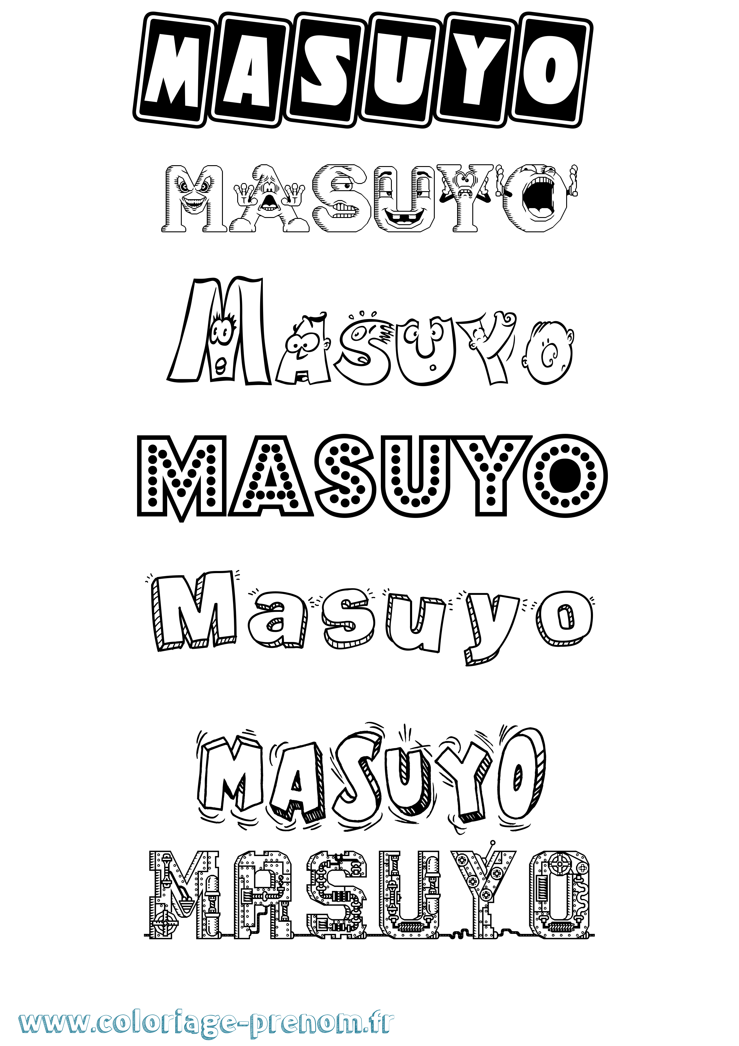 Coloriage prénom Masuyo Fun