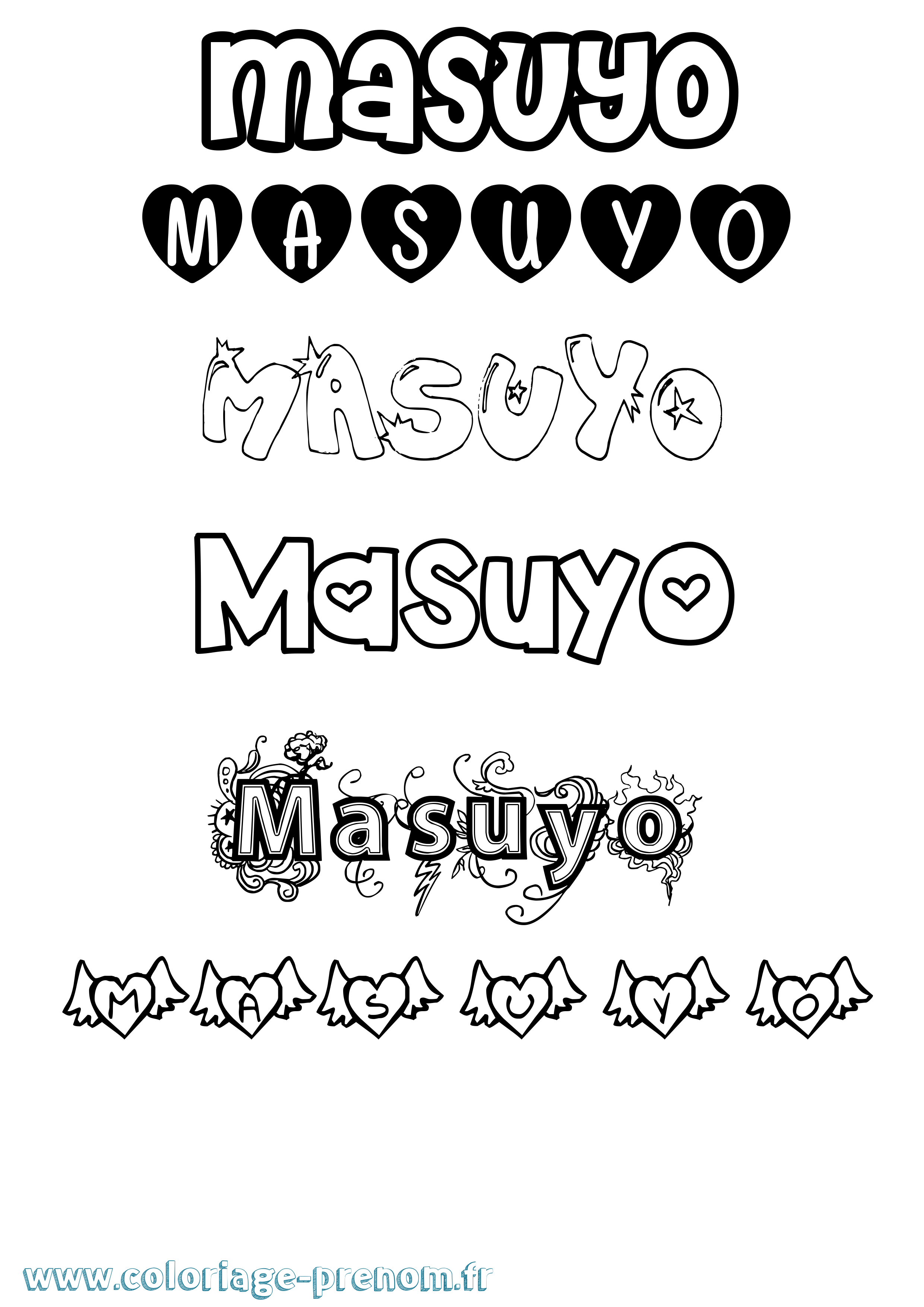 Coloriage prénom Masuyo Girly