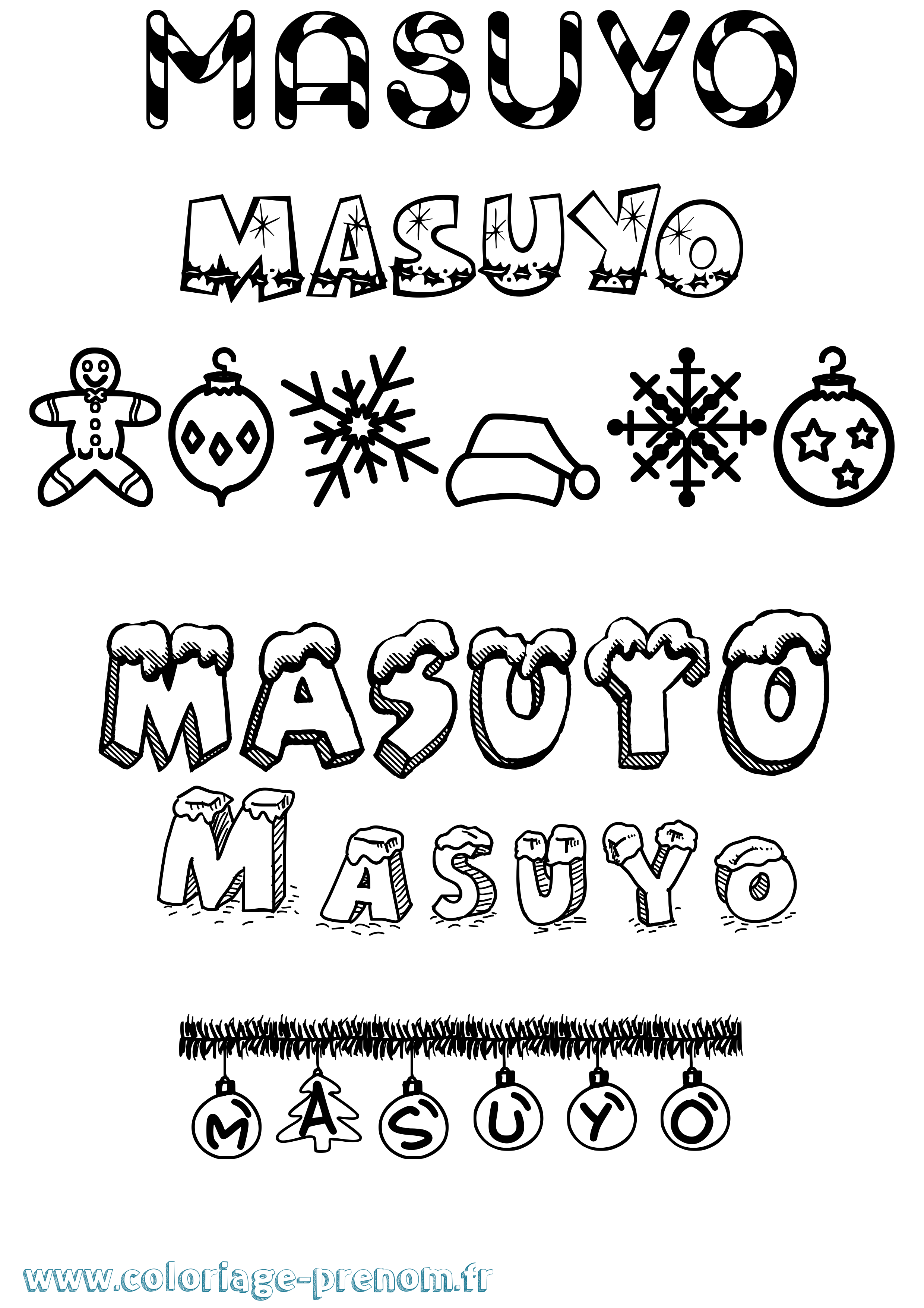 Coloriage prénom Masuyo Noël