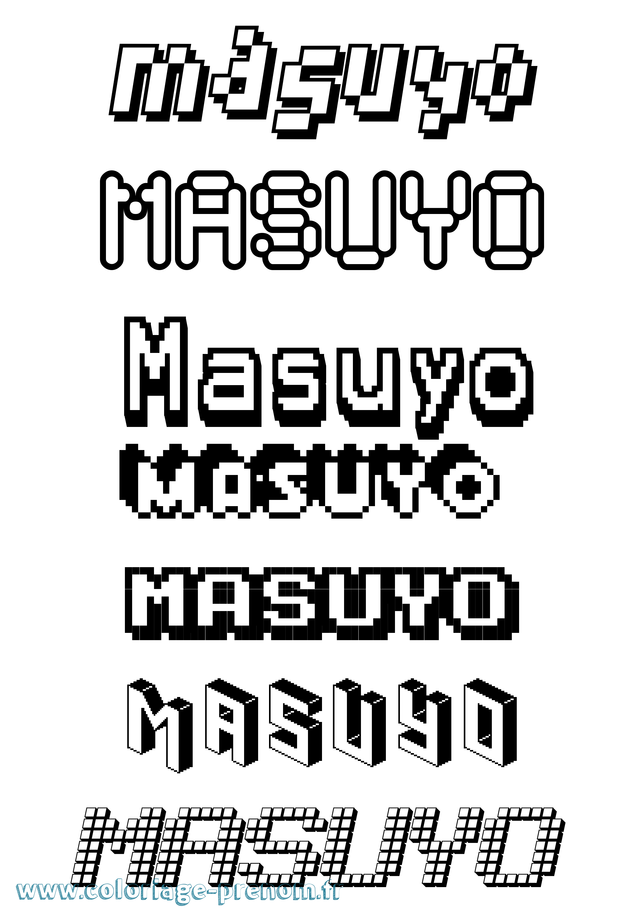 Coloriage prénom Masuyo Pixel