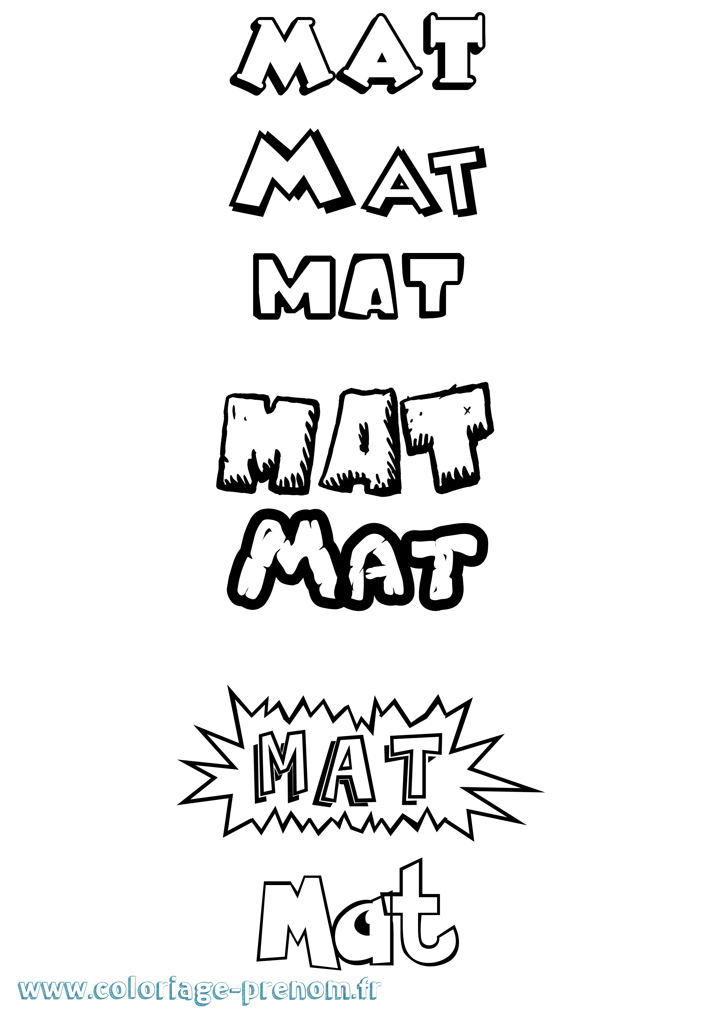 Coloriage prénom Mat Dessin Animé