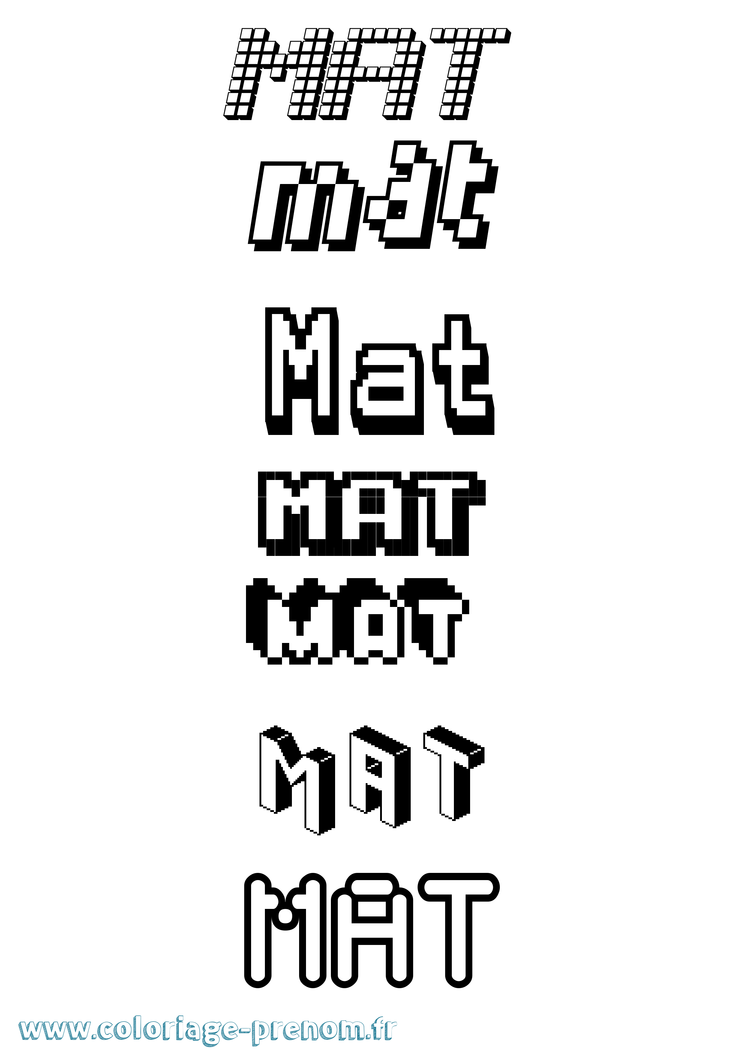 Coloriage prénom Mat Pixel