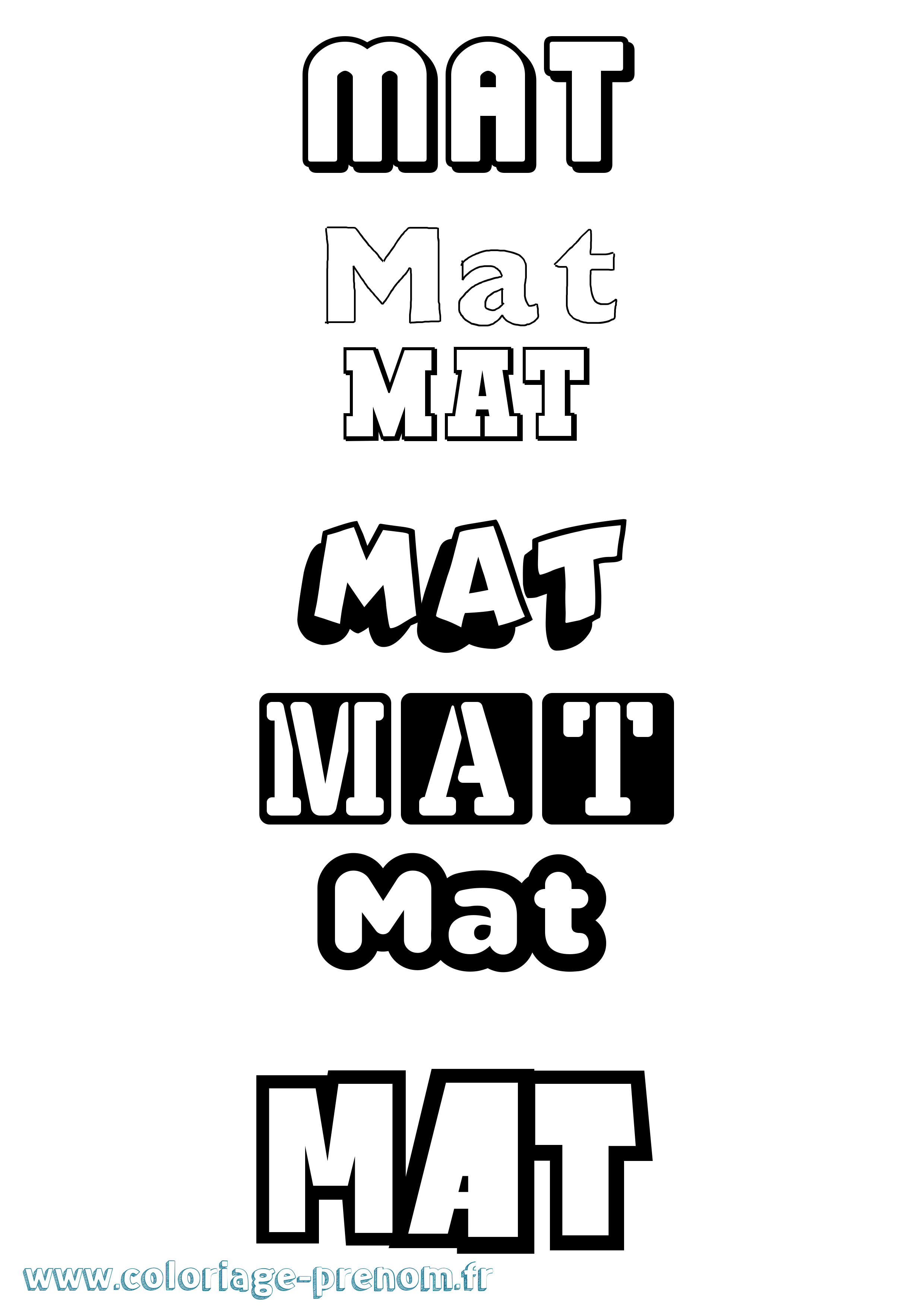 Coloriage prénom Mat Simple