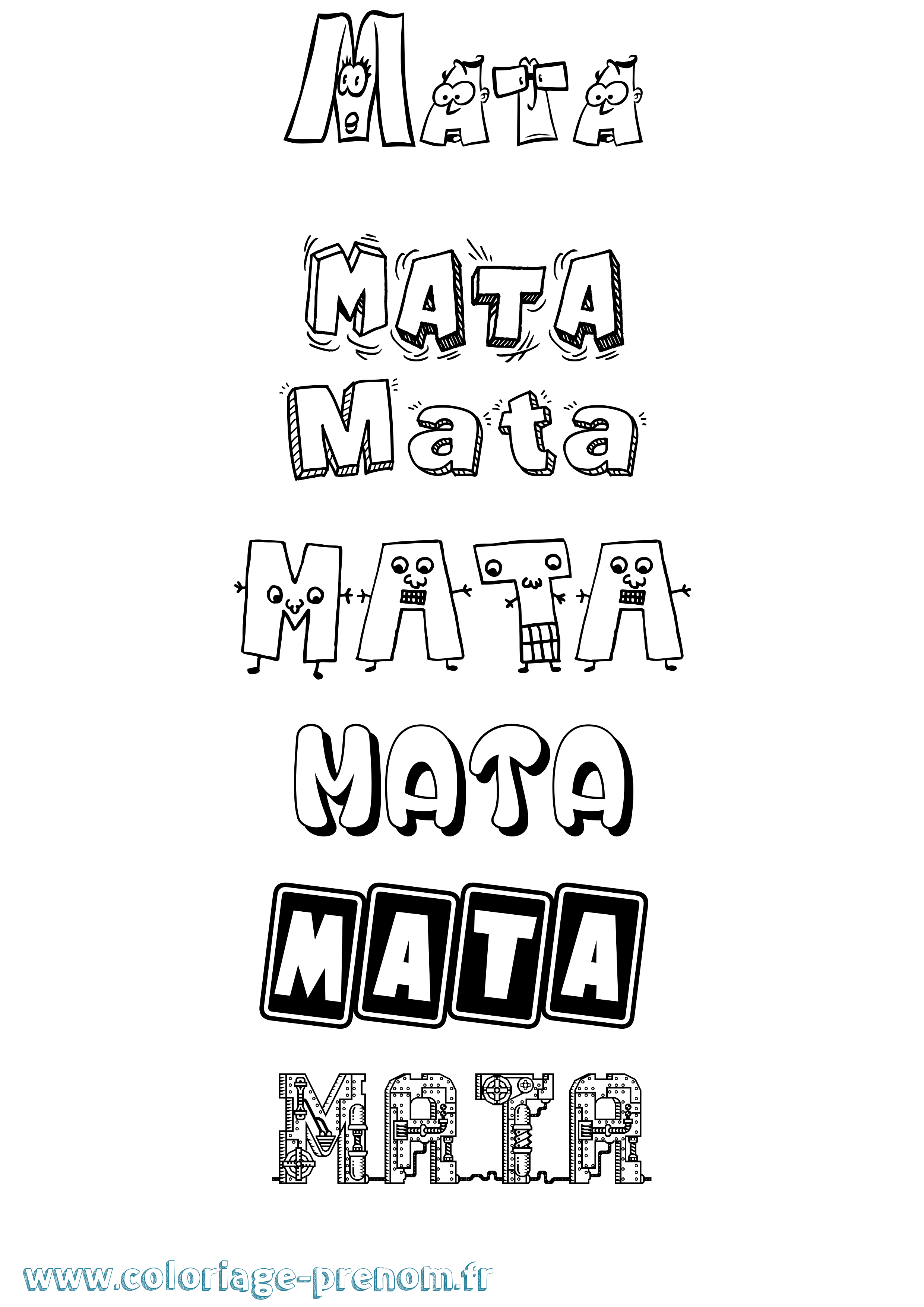 Coloriage prénom Mata Fun