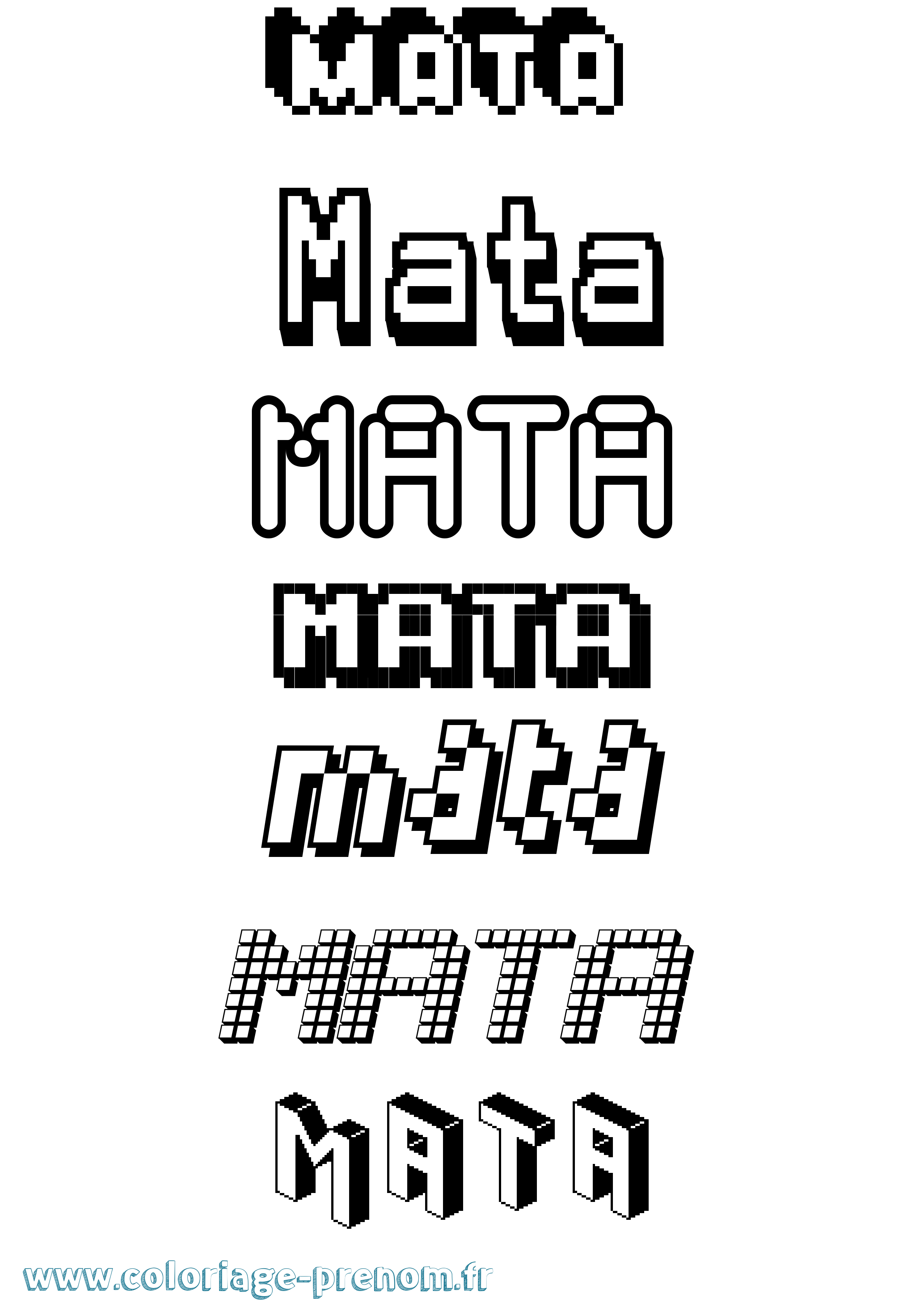 Coloriage prénom Mata Pixel