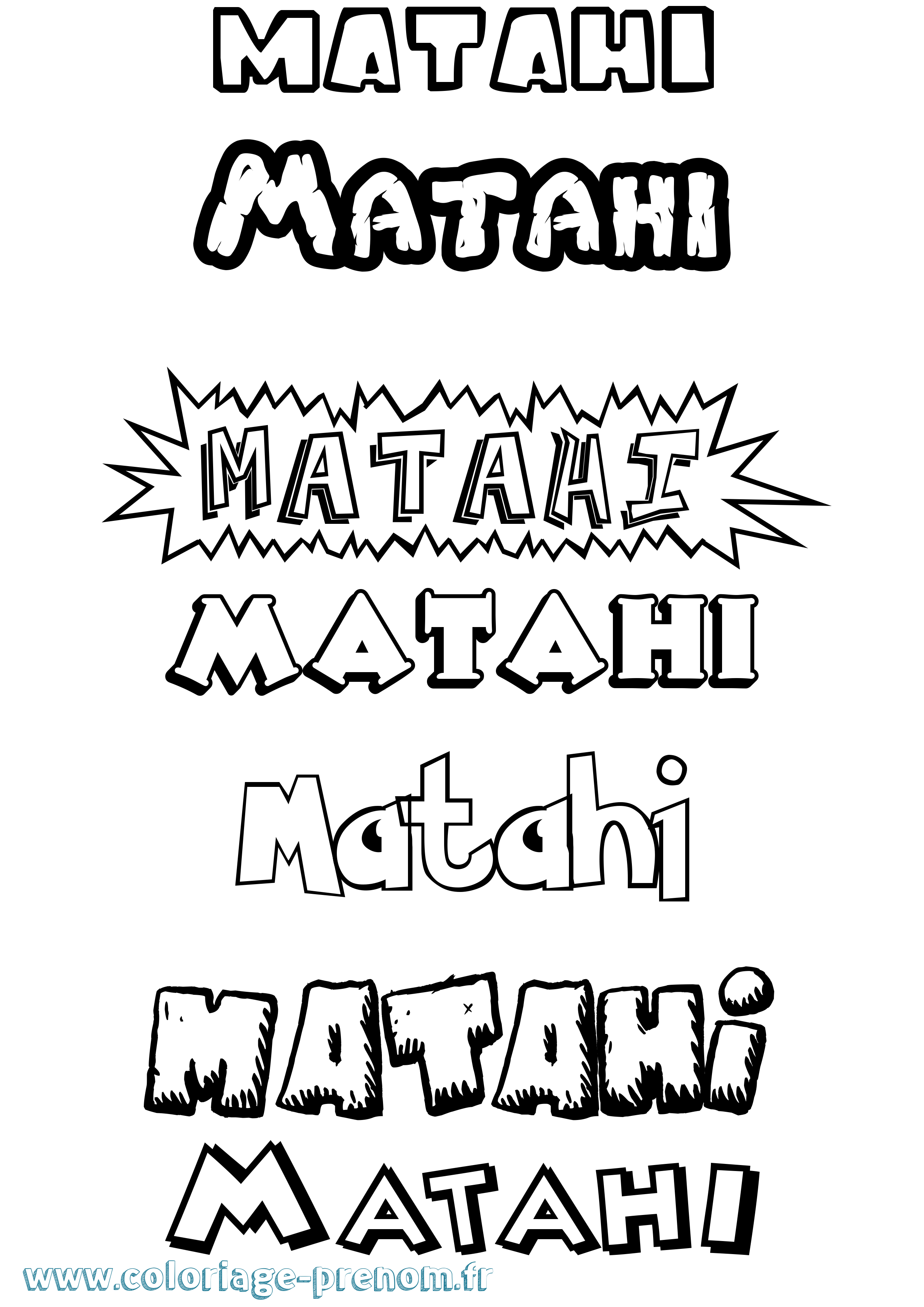 Coloriage prénom Matahi Dessin Animé
