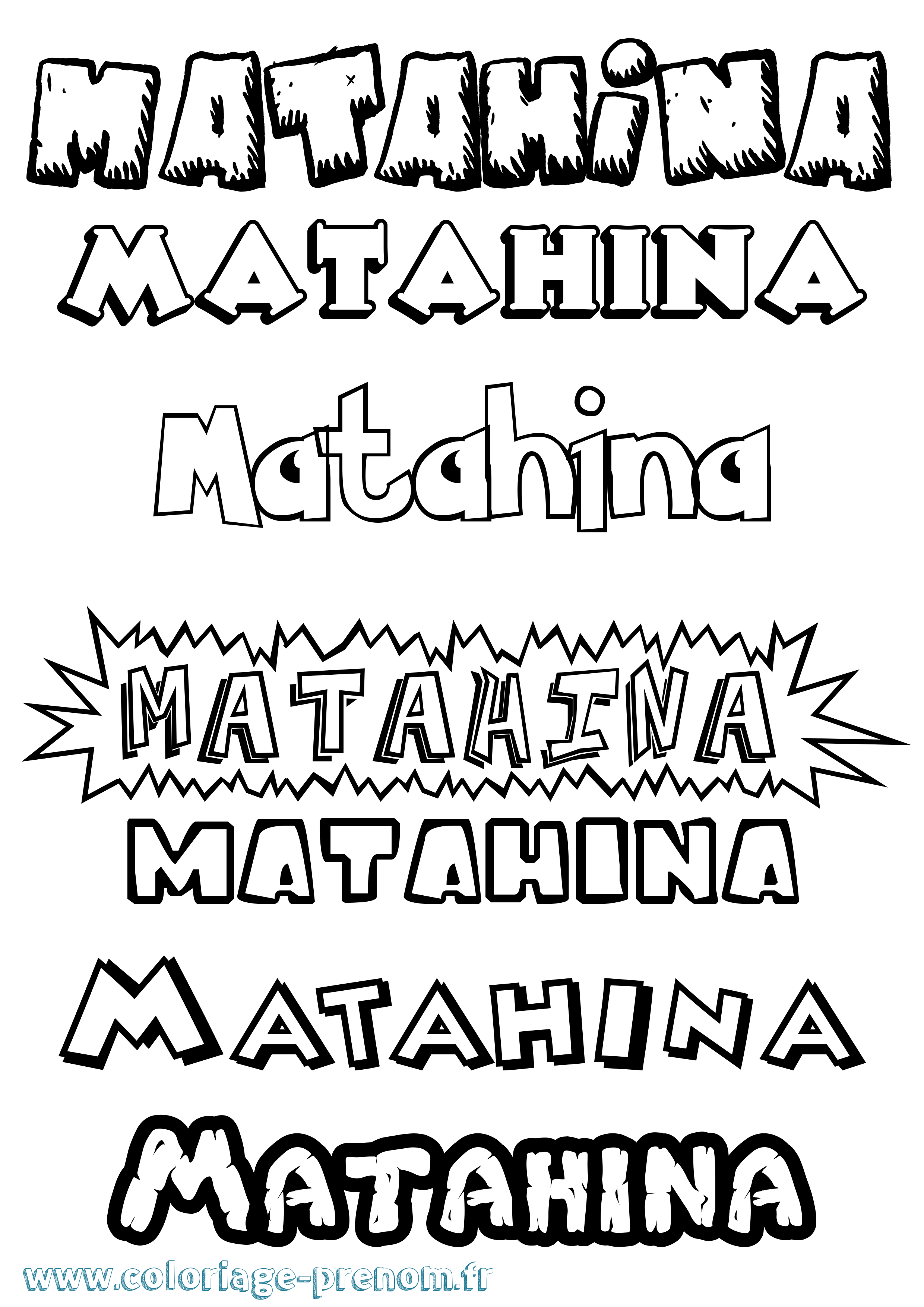Coloriage prénom Matahina Dessin Animé