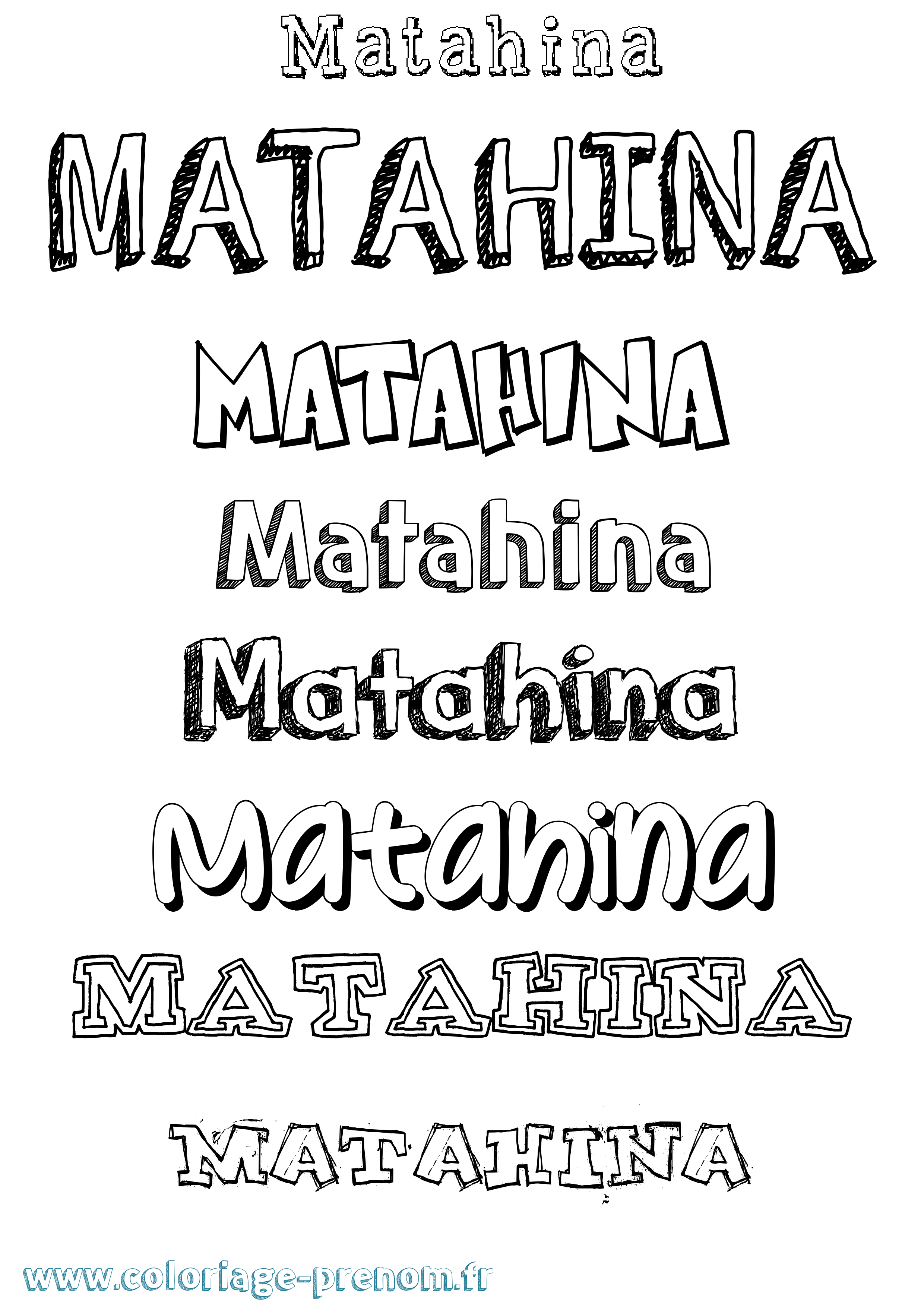 Coloriage prénom Matahina Dessiné