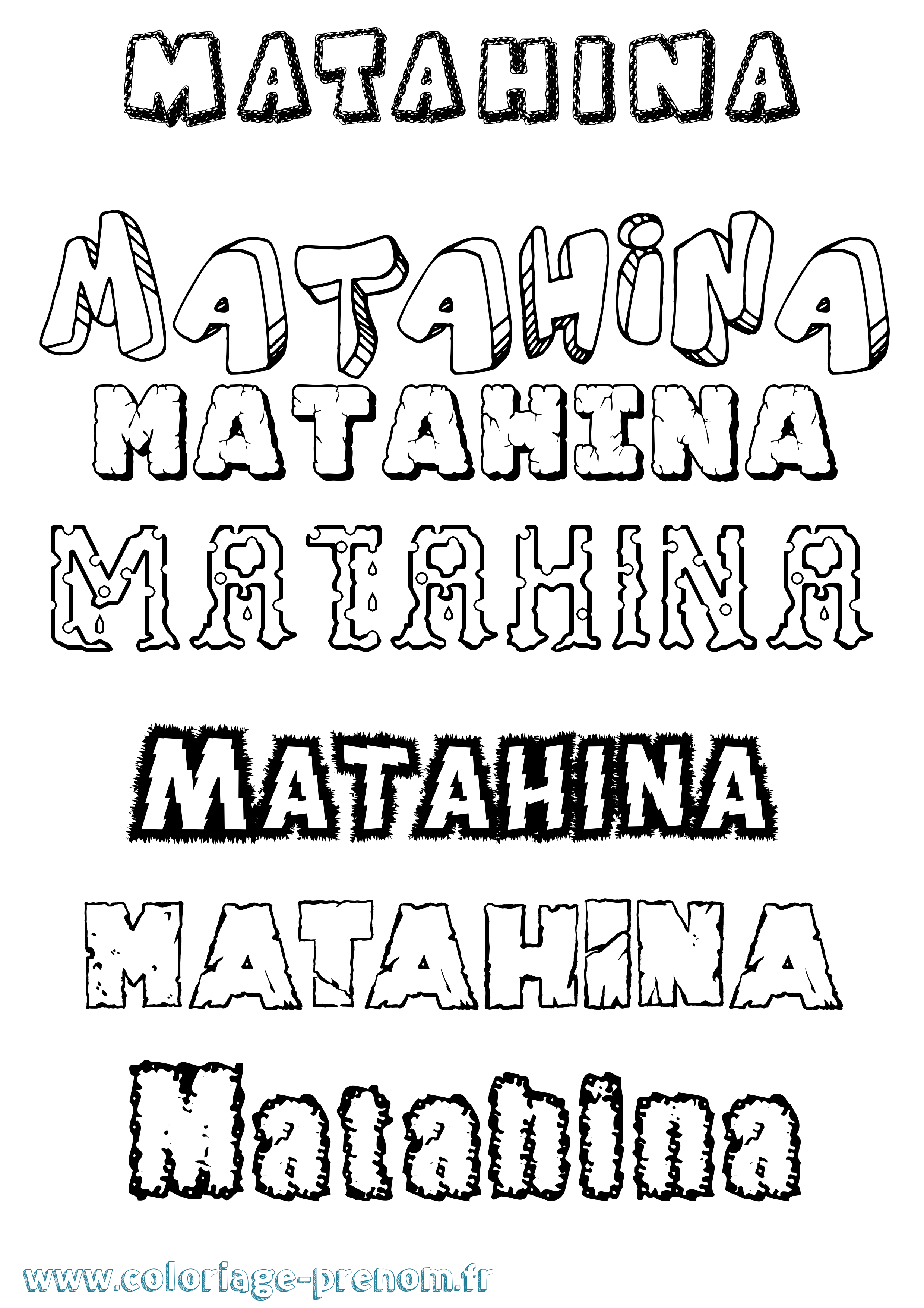 Coloriage prénom Matahina Destructuré
