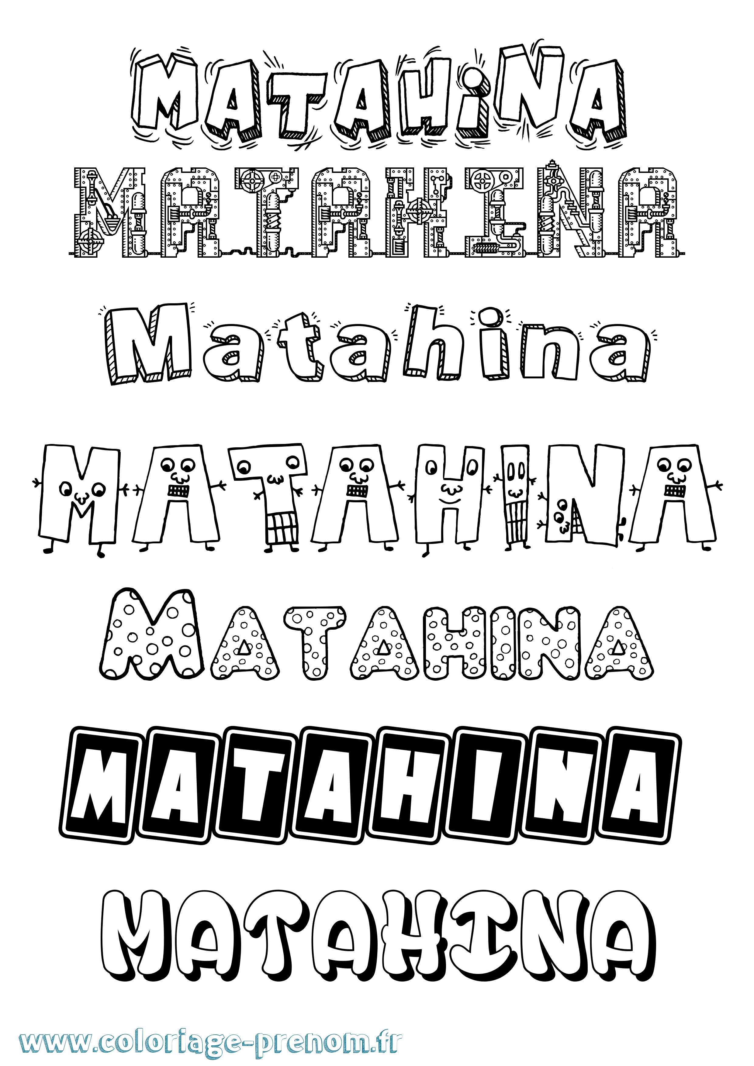 Coloriage prénom Matahina Fun