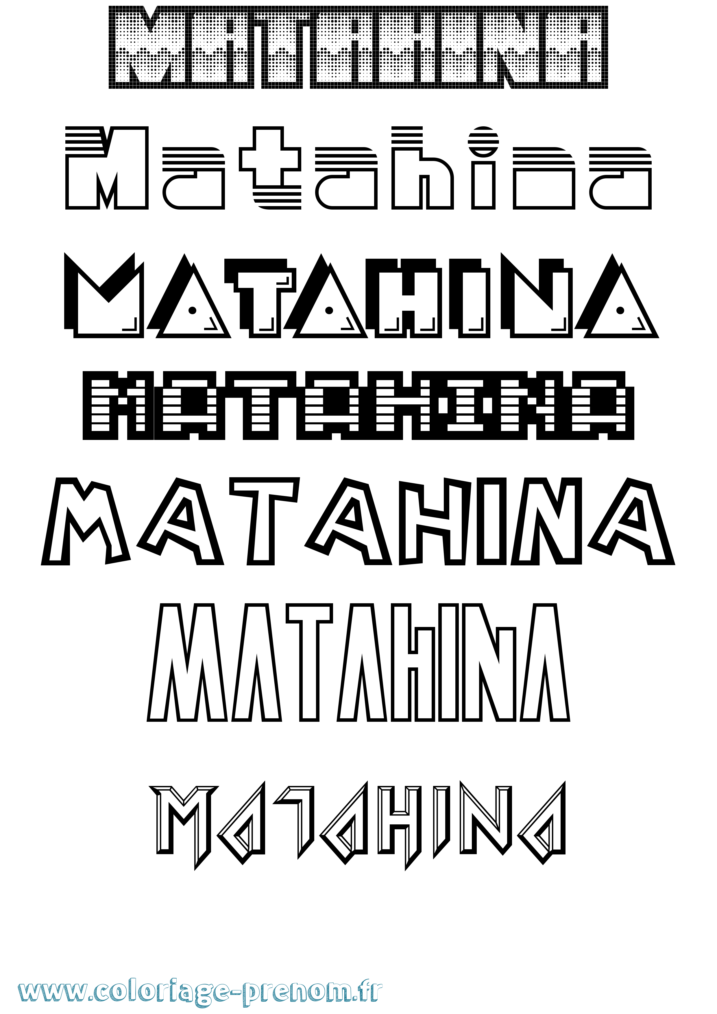 Coloriage prénom Matahina Jeux Vidéos