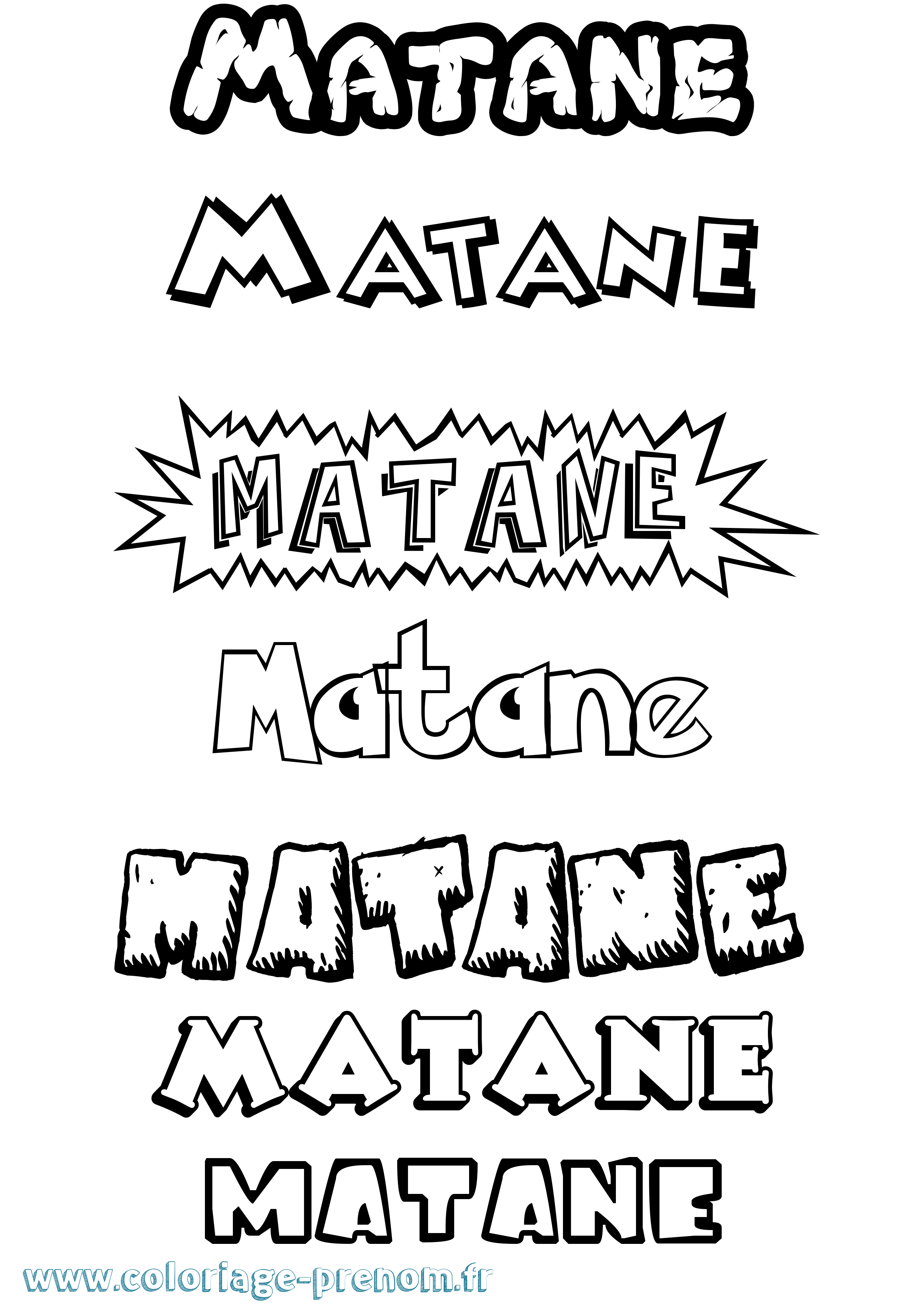 Coloriage prénom Matane Dessin Animé