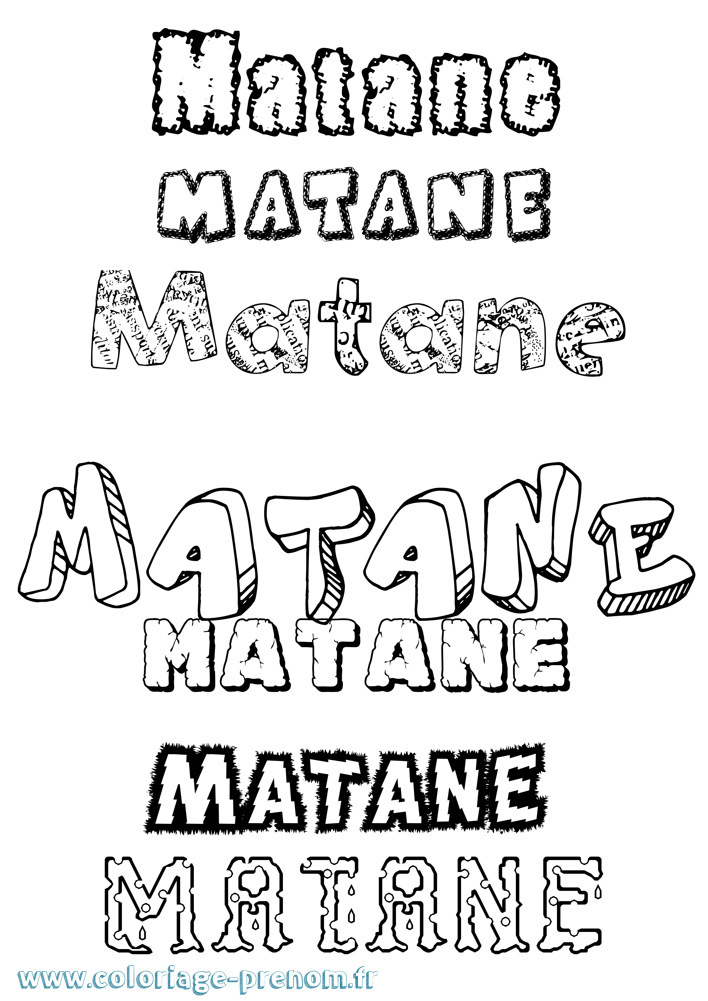 Coloriage prénom Matane Destructuré