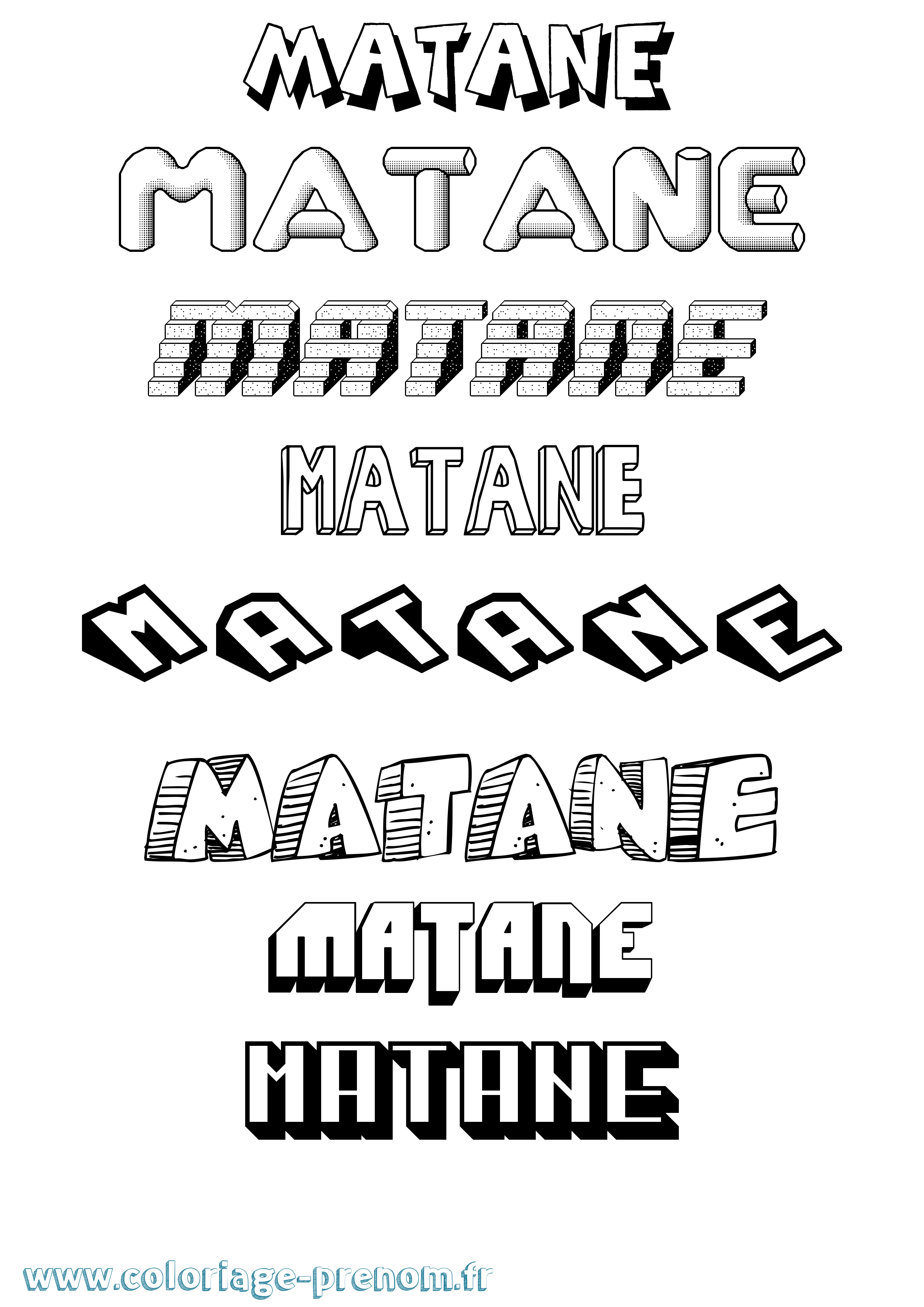 Coloriage prénom Matane Effet 3D