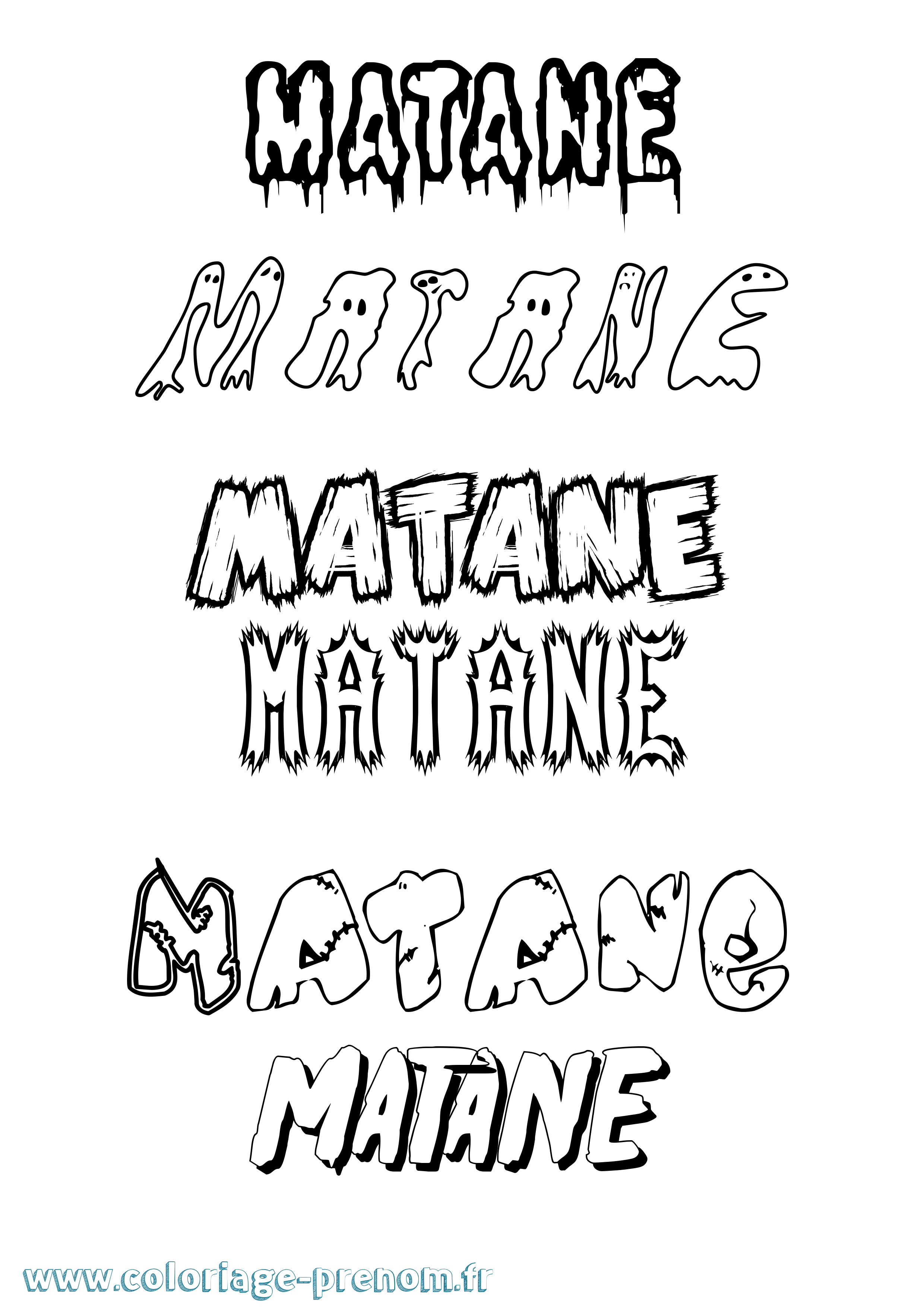 Coloriage prénom Matane Frisson