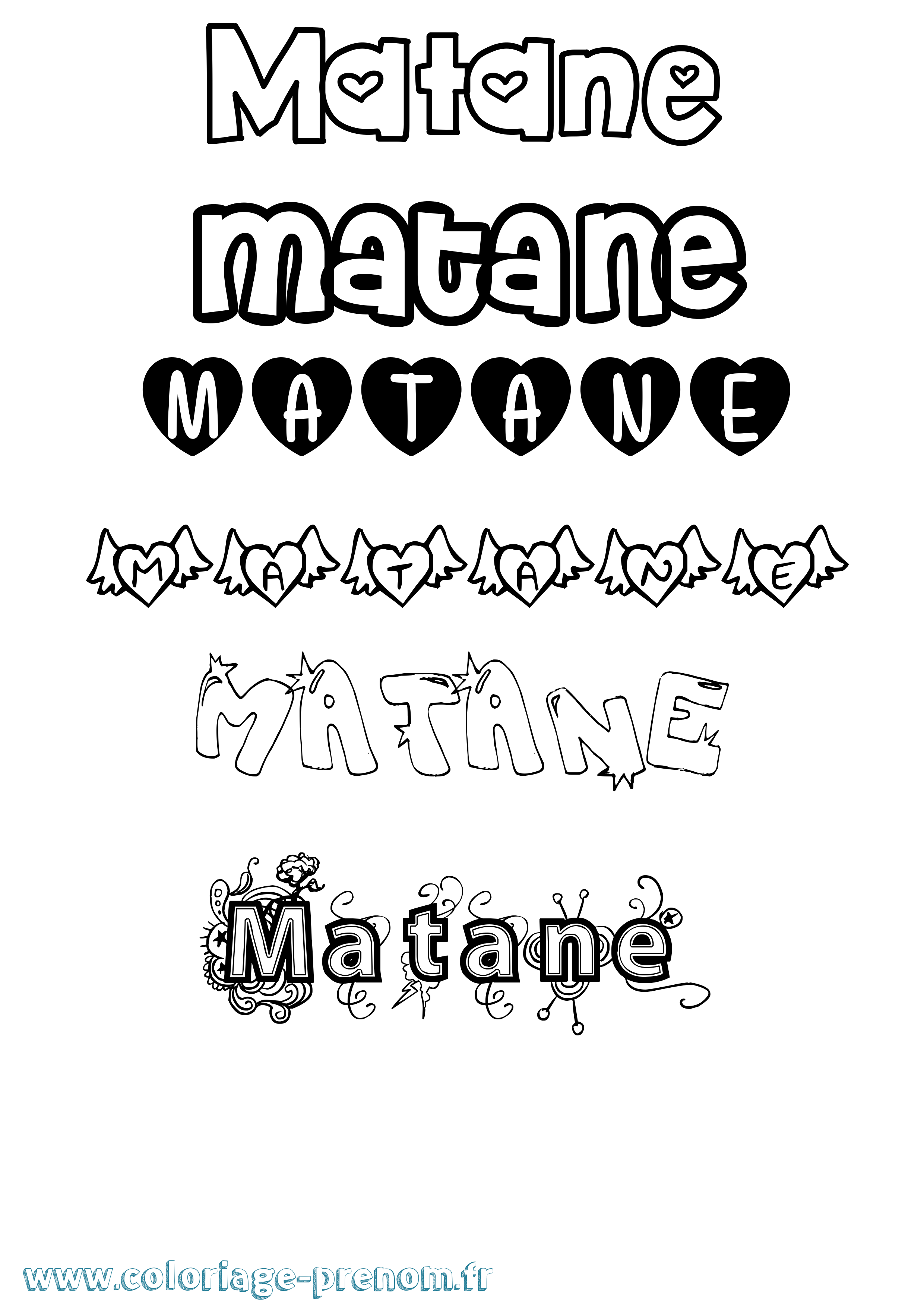Coloriage prénom Matane Girly