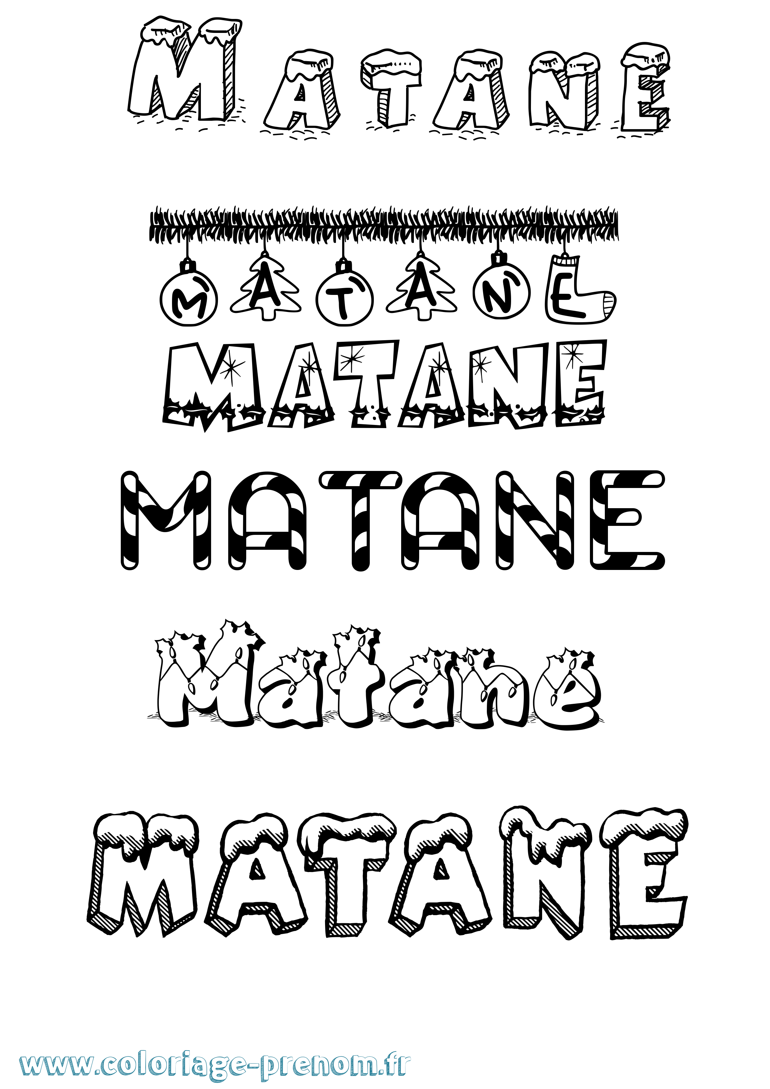 Coloriage prénom Matane Noël