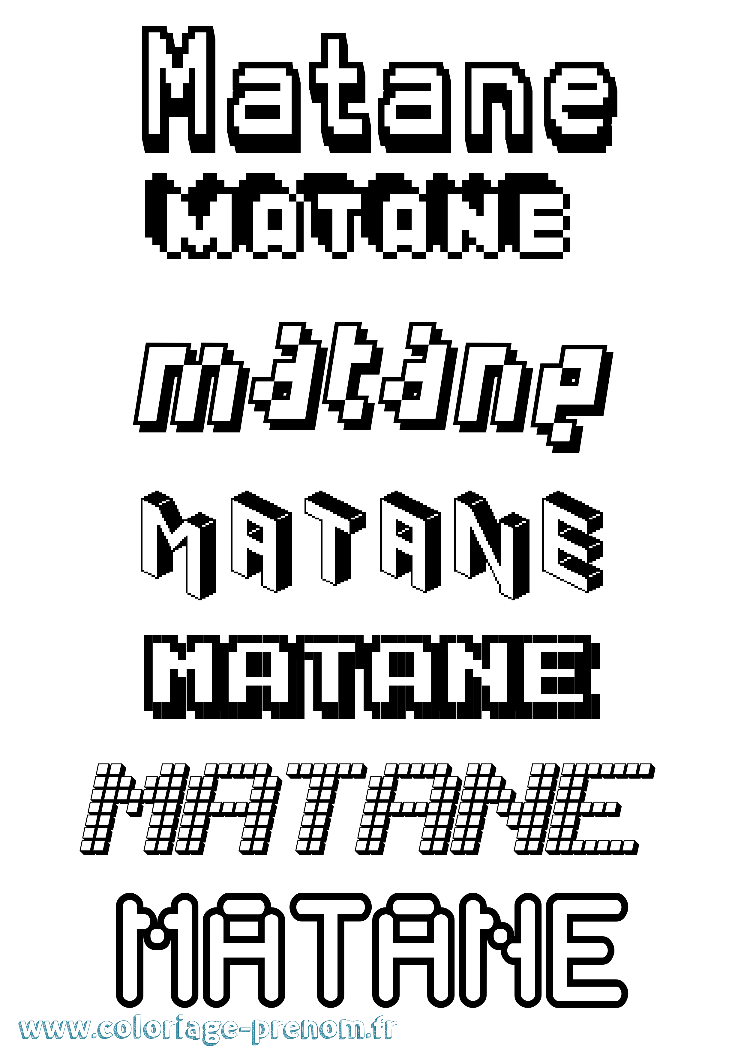 Coloriage prénom Matane Pixel