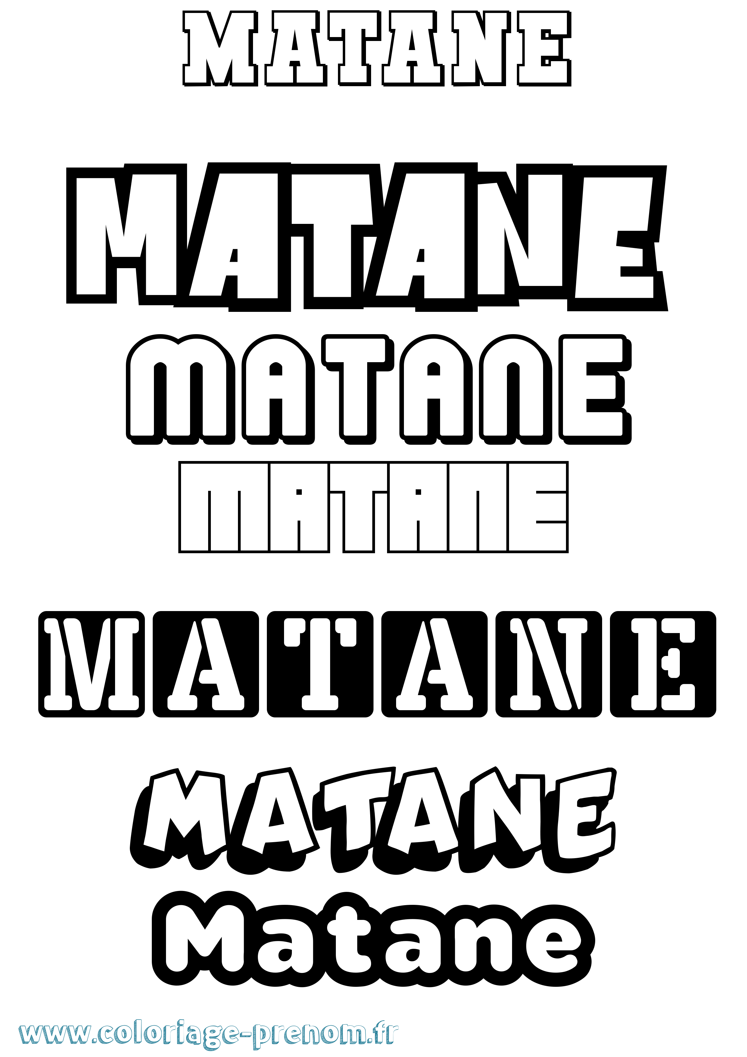 Coloriage prénom Matane Simple