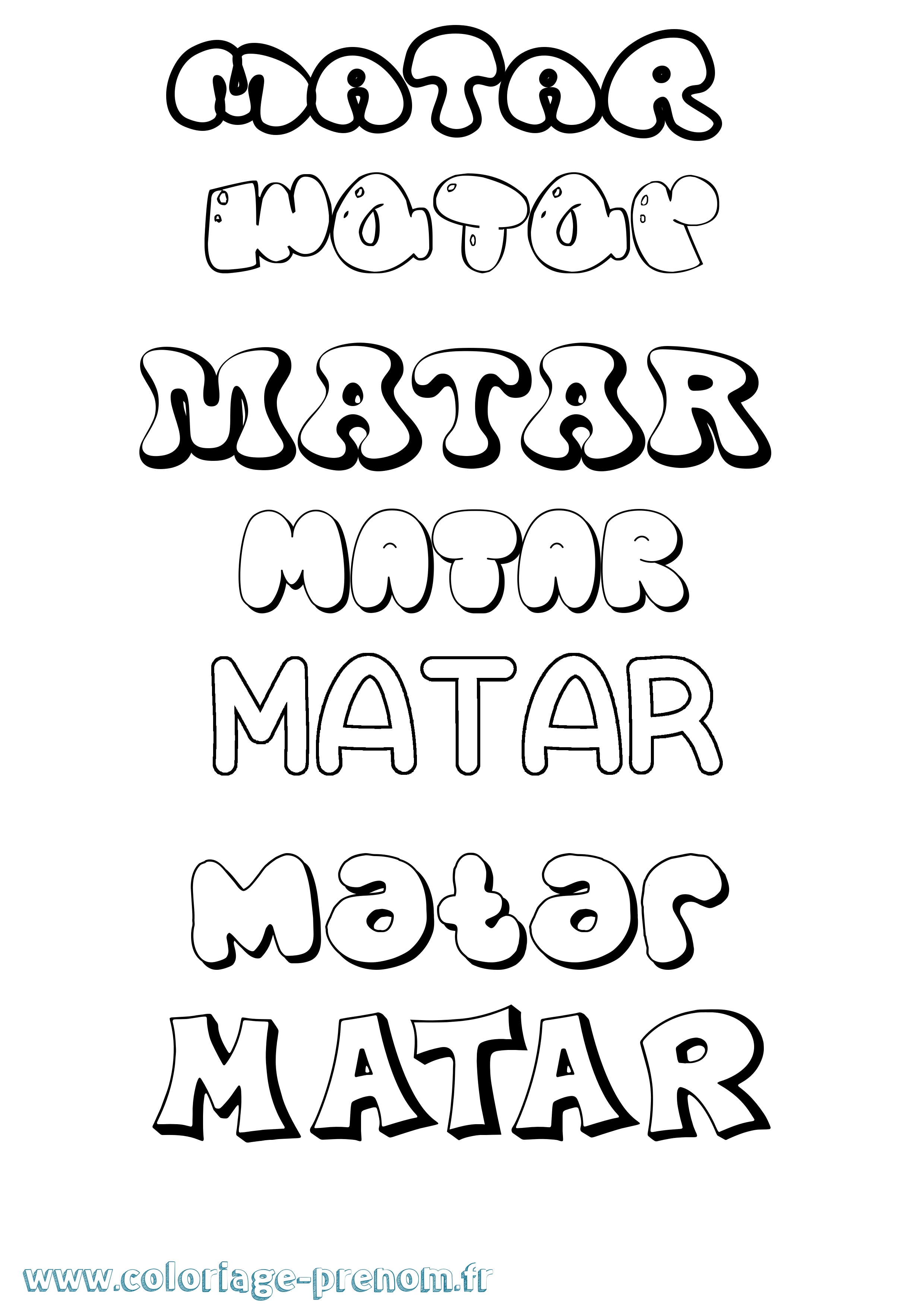 Coloriage prénom Matar Bubble