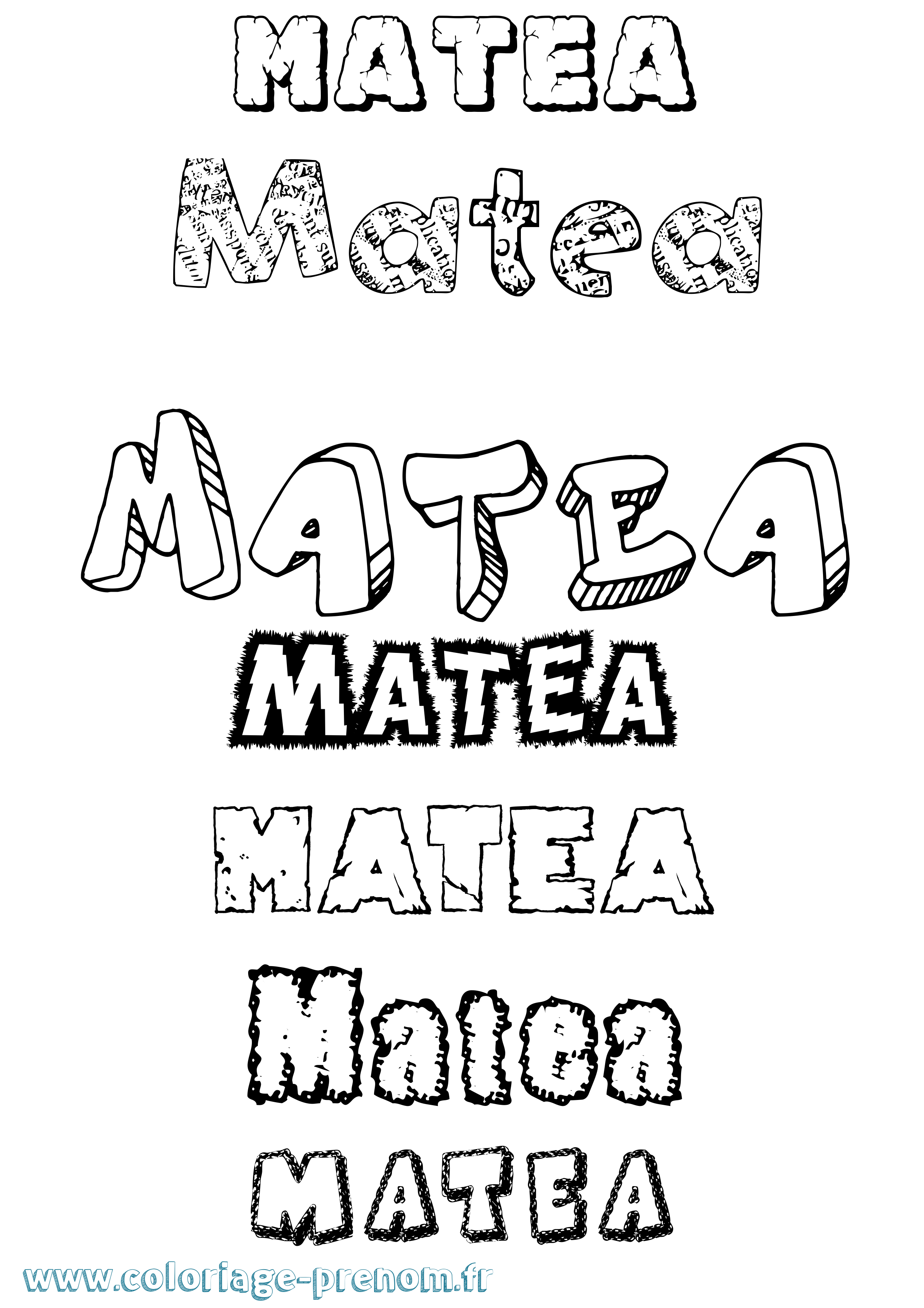 Coloriage prénom Matea Destructuré