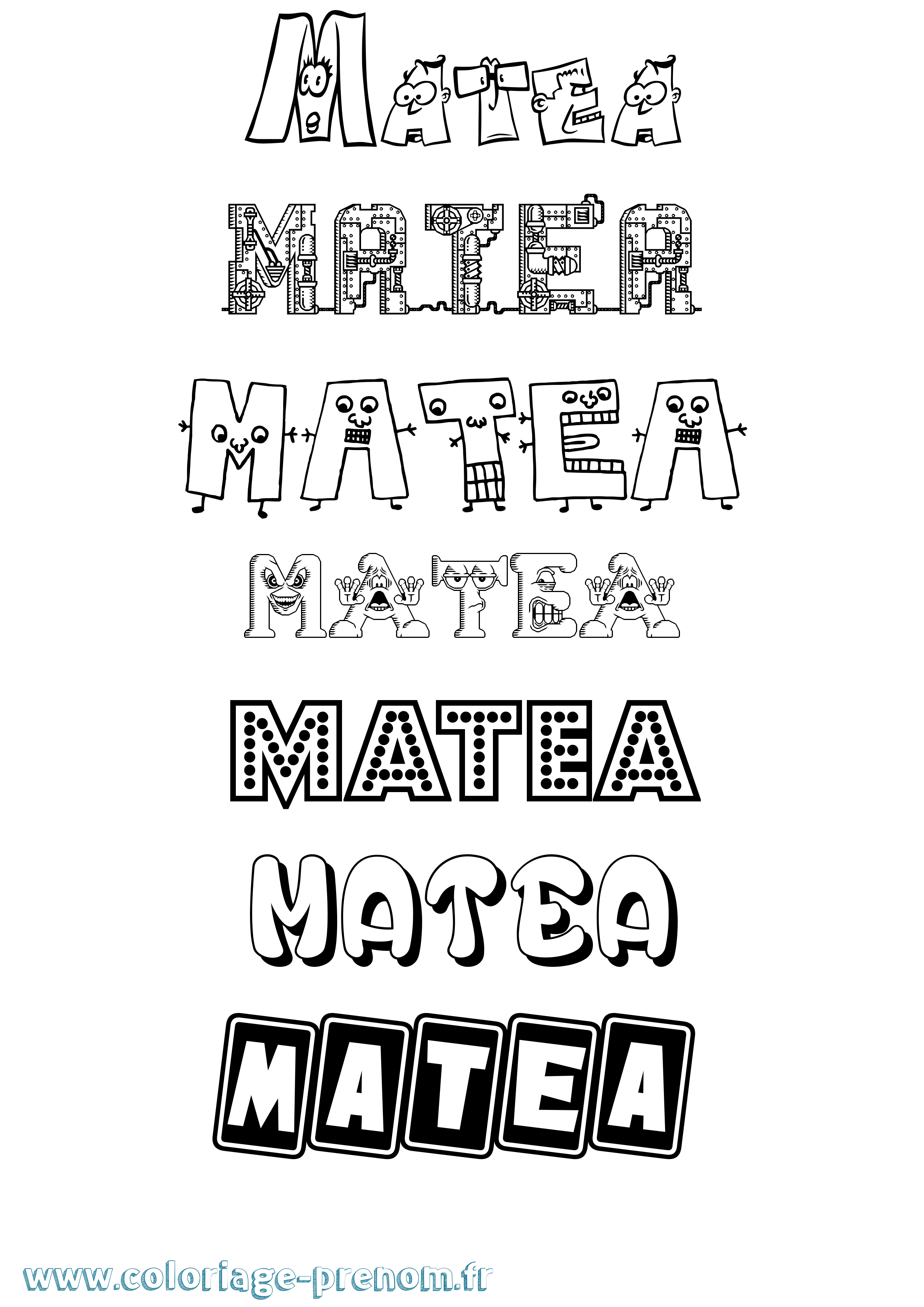 Coloriage prénom Matea Fun