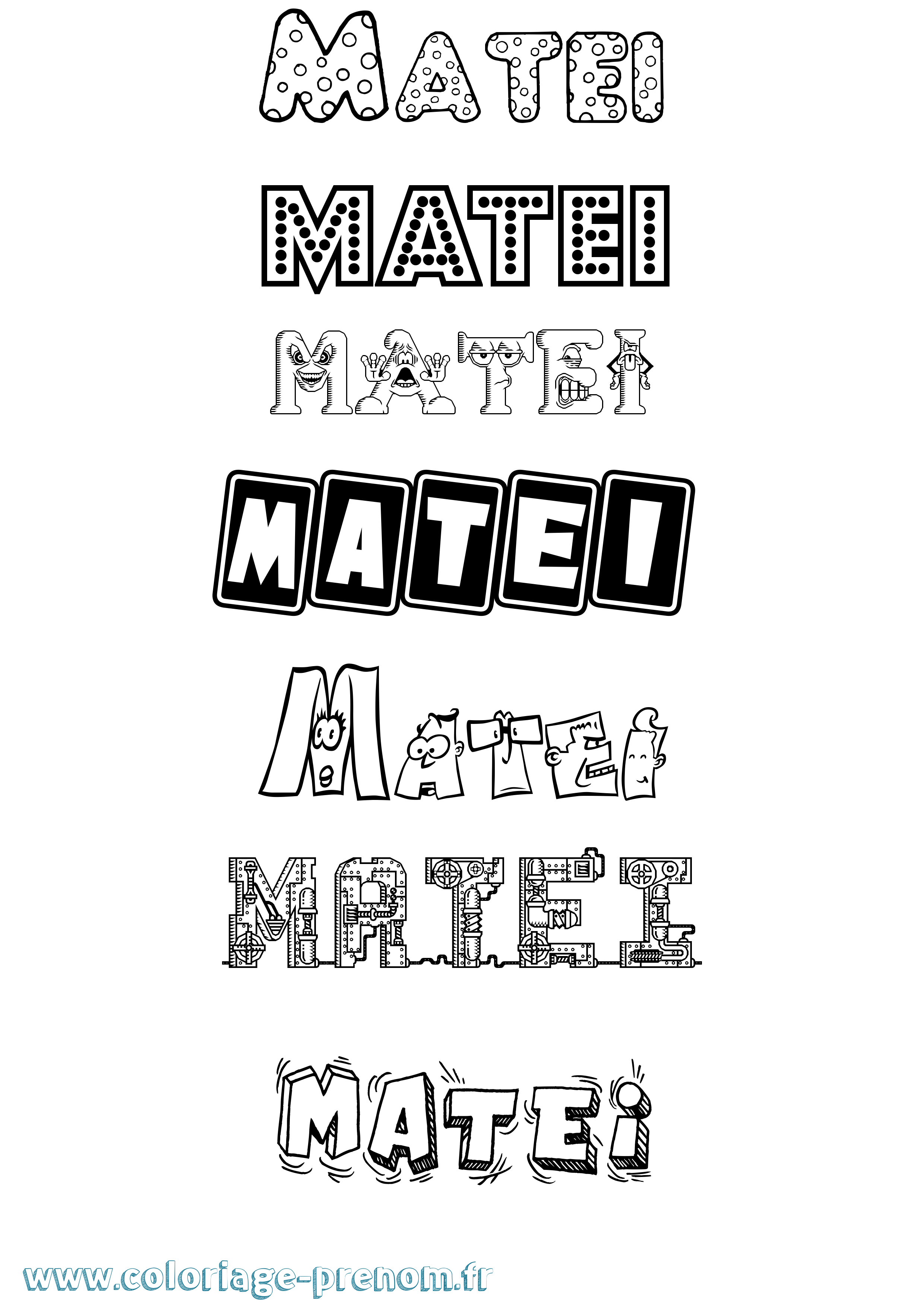 Coloriage prénom Matei Fun