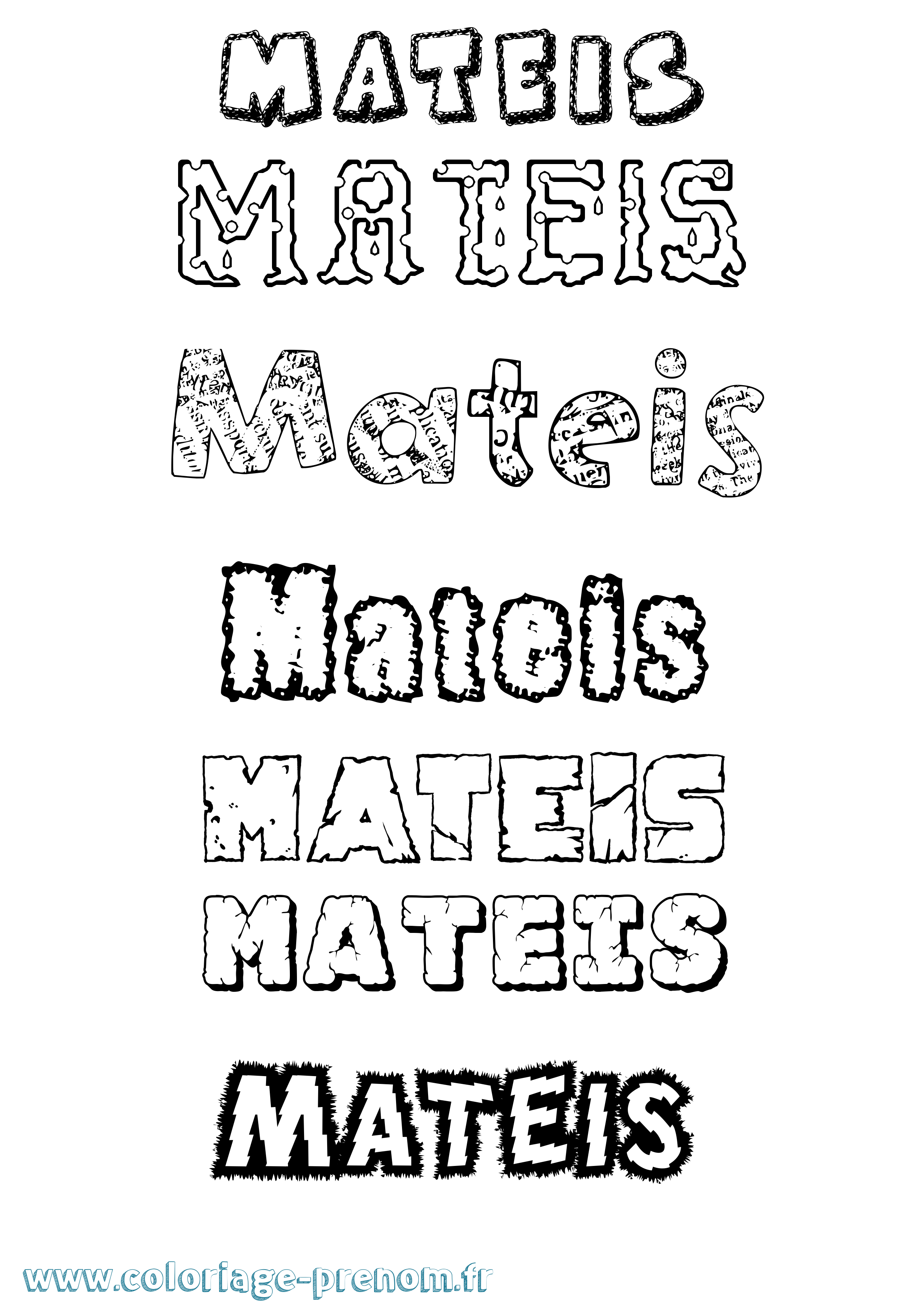Coloriage Mateis Destructuré Coloriage prénom Mateis Destructuré
