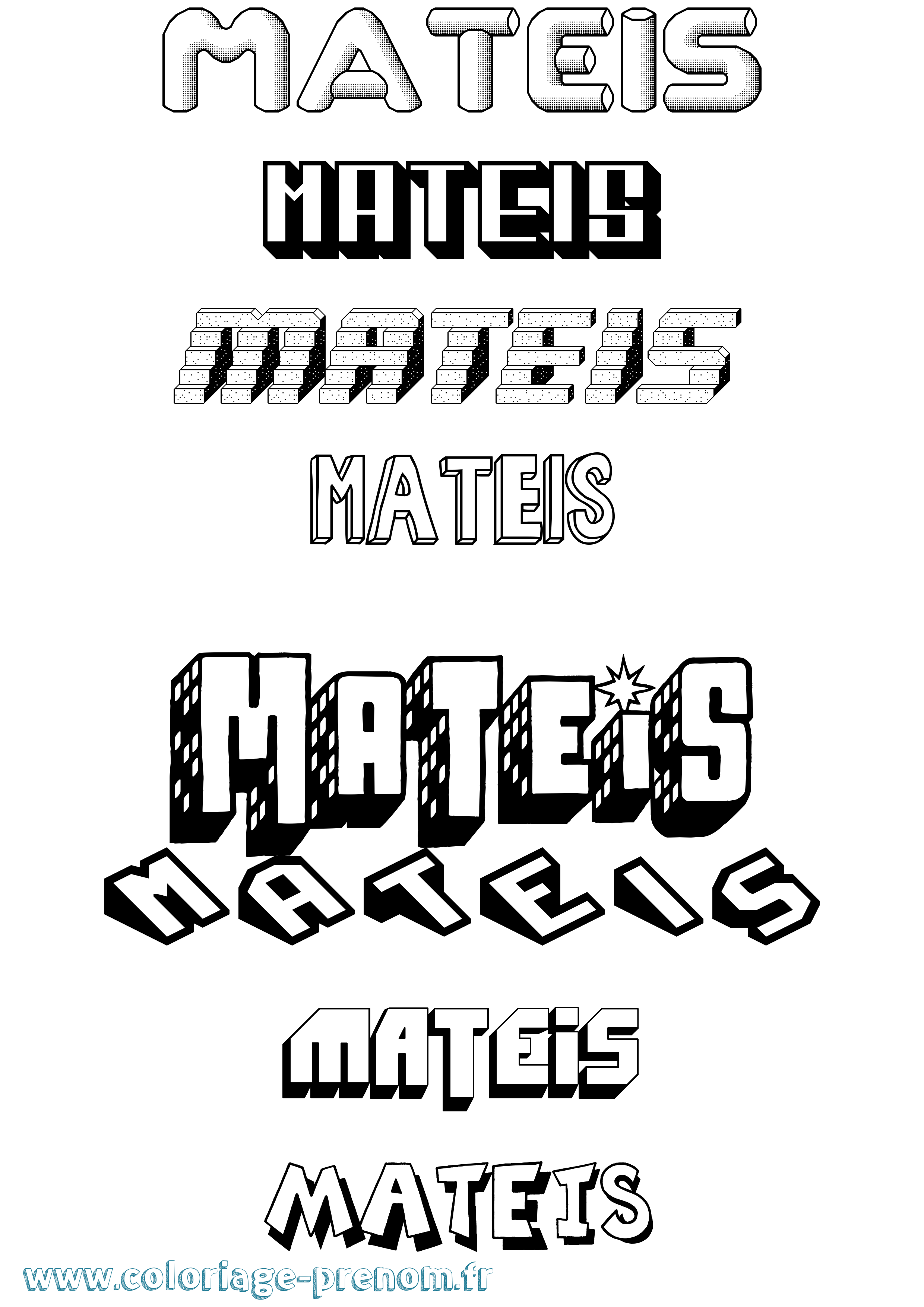 Coloriage Mateis Effet 3D Coloriage prénom Mateis Effet 3D
