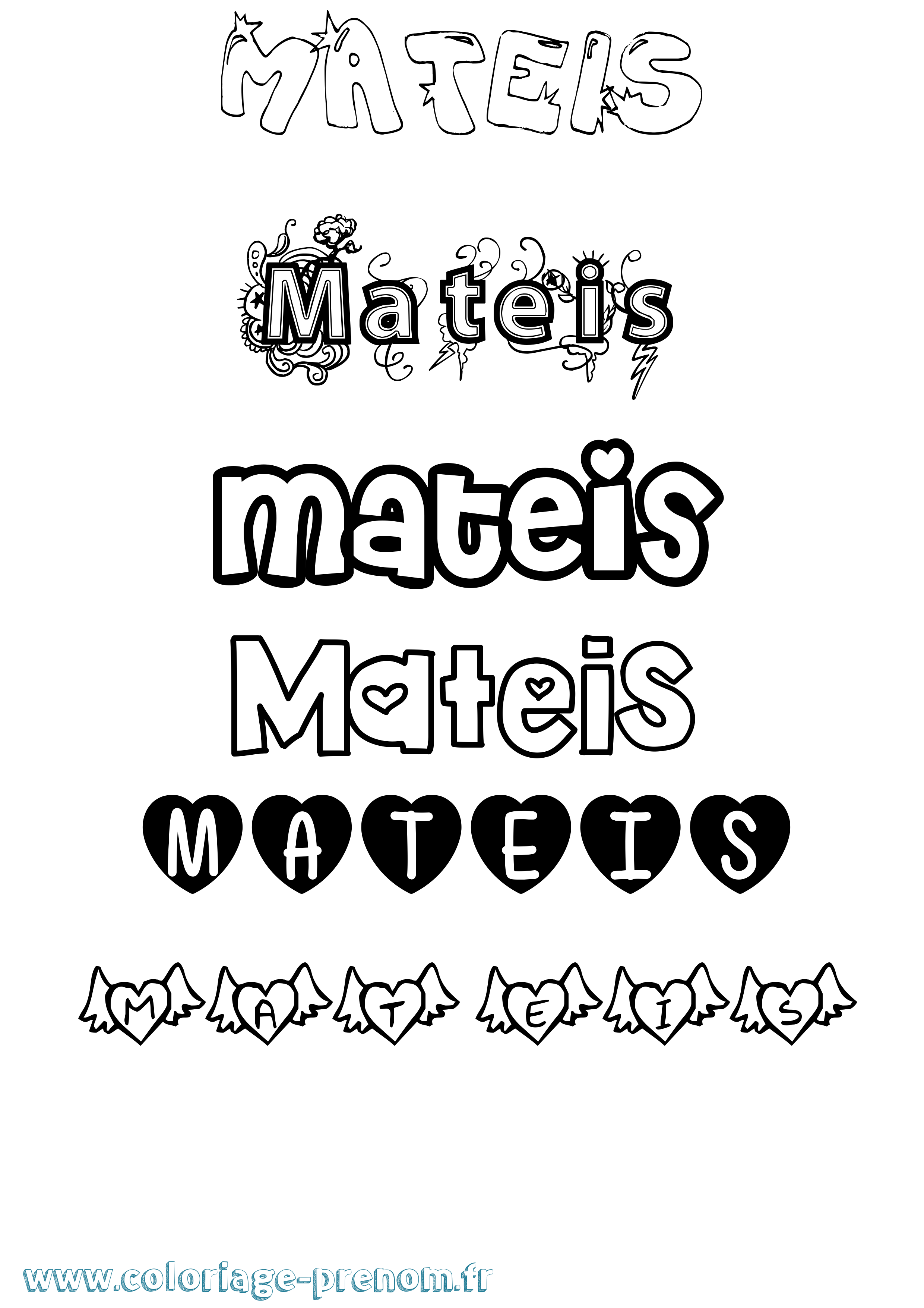 Coloriage Mateis Girly Coloriage prénom Mateis Girly