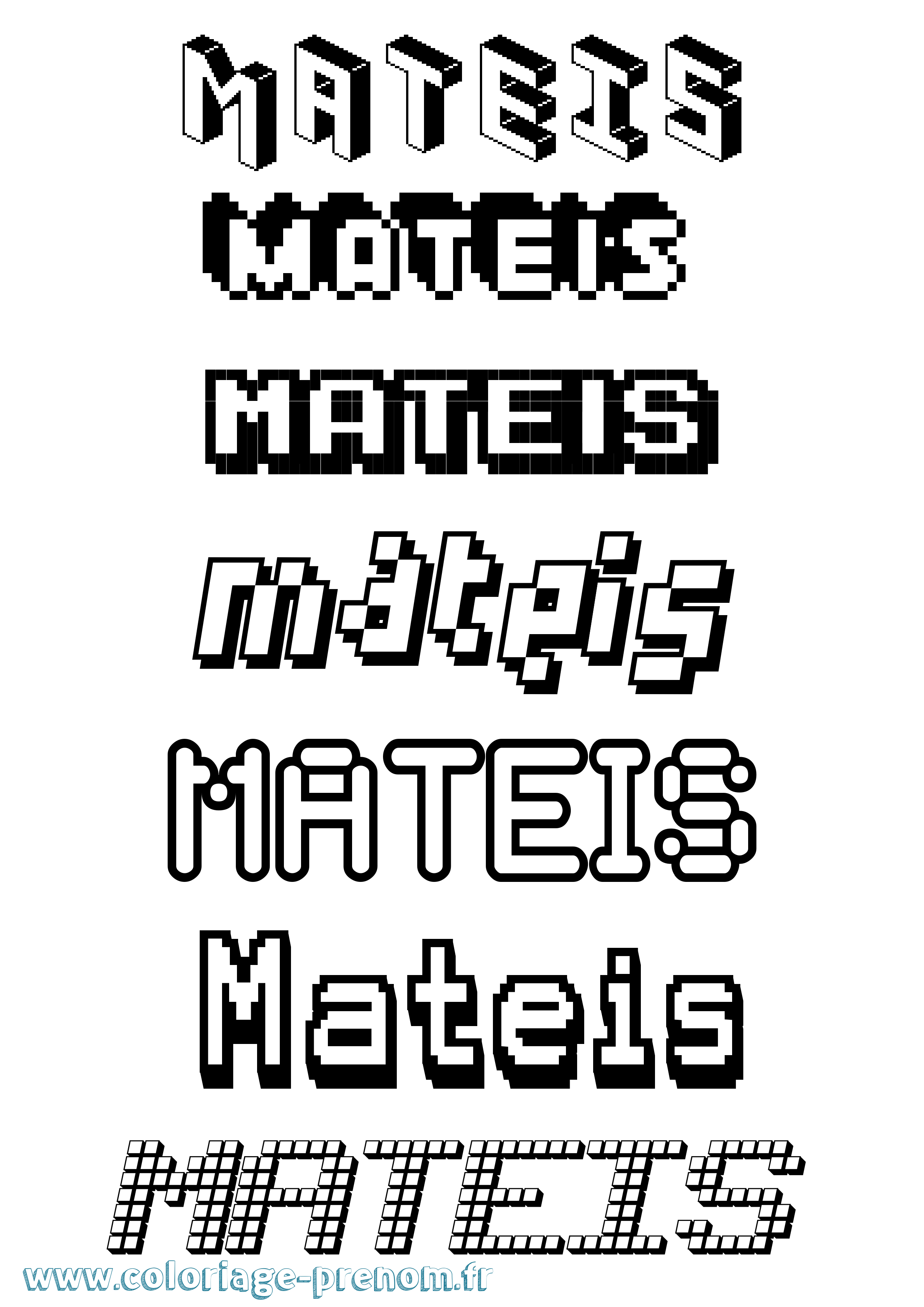 Coloriage Mateis Pixel Coloriage prénom Mateis Pixel