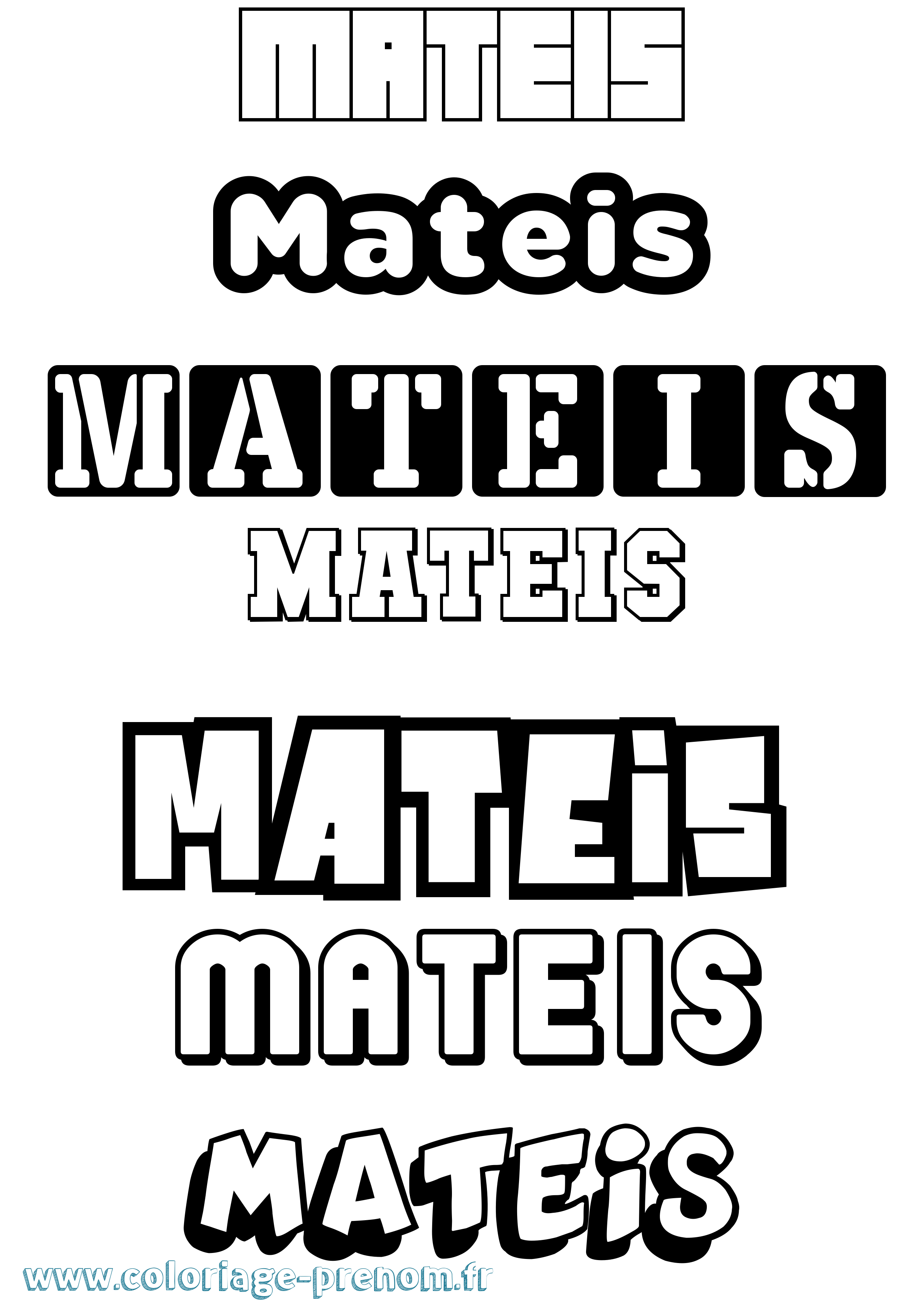 Coloriage prénom Mateis Simple