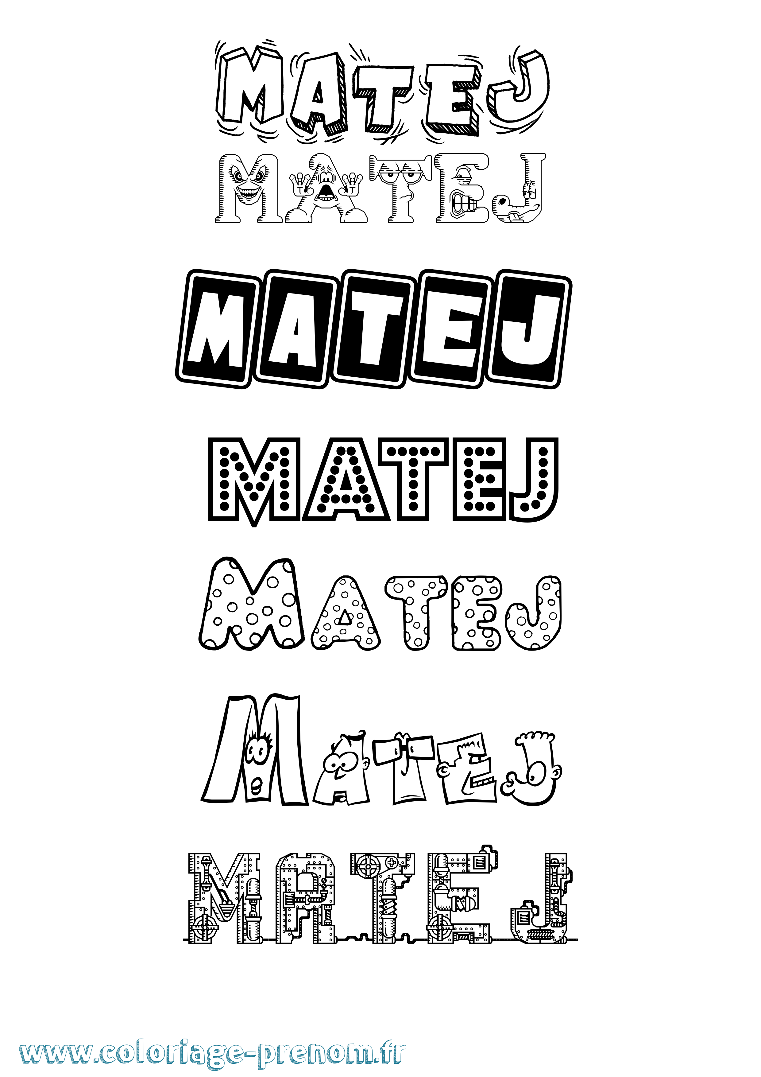 Coloriage prénom Matej Fun