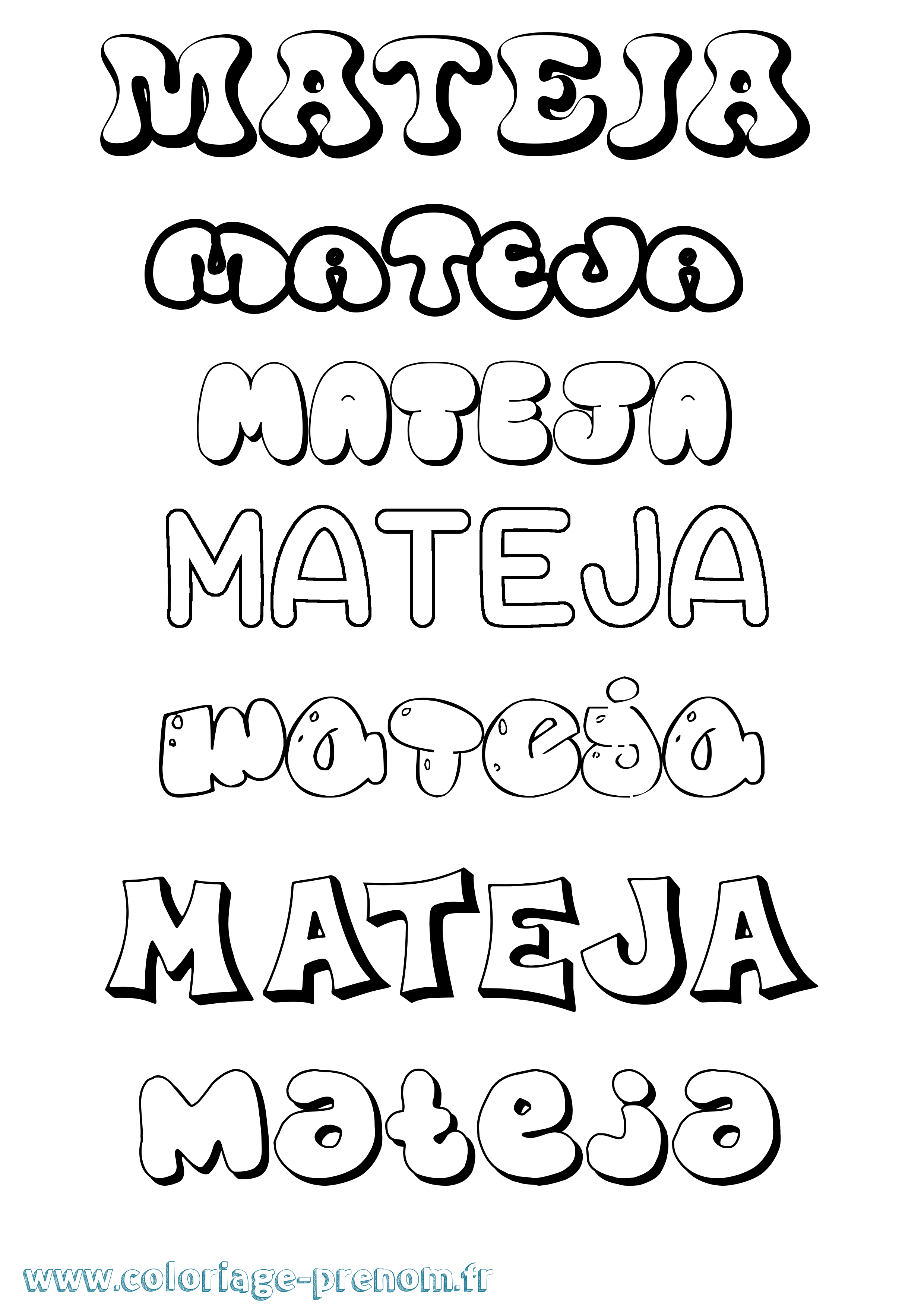Coloriage Mateja Bubble Coloriage prénom Mateja Bubble